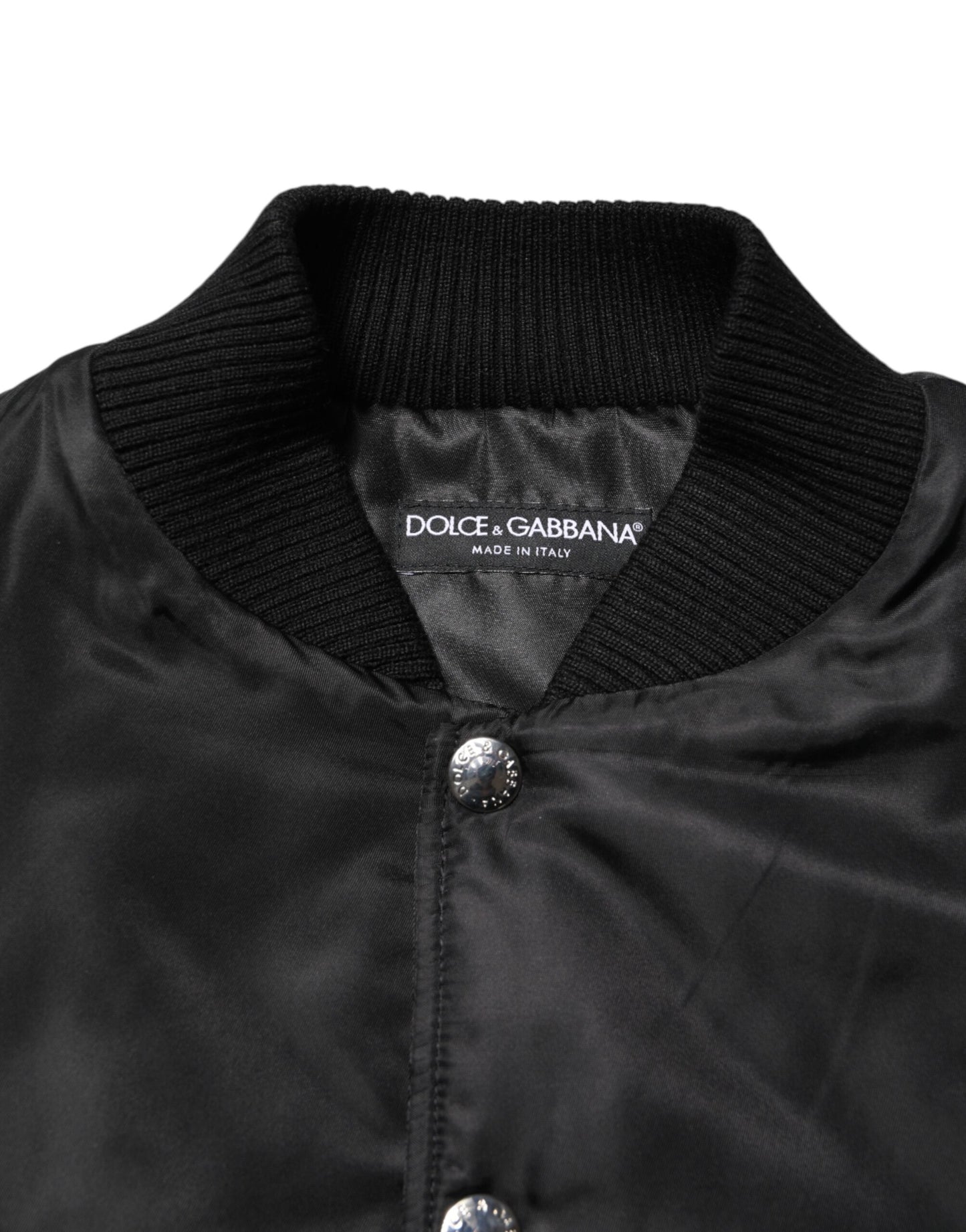 Dolce & Gabbana Schwarze Polyester-Logo-Plakette Bomberjacke