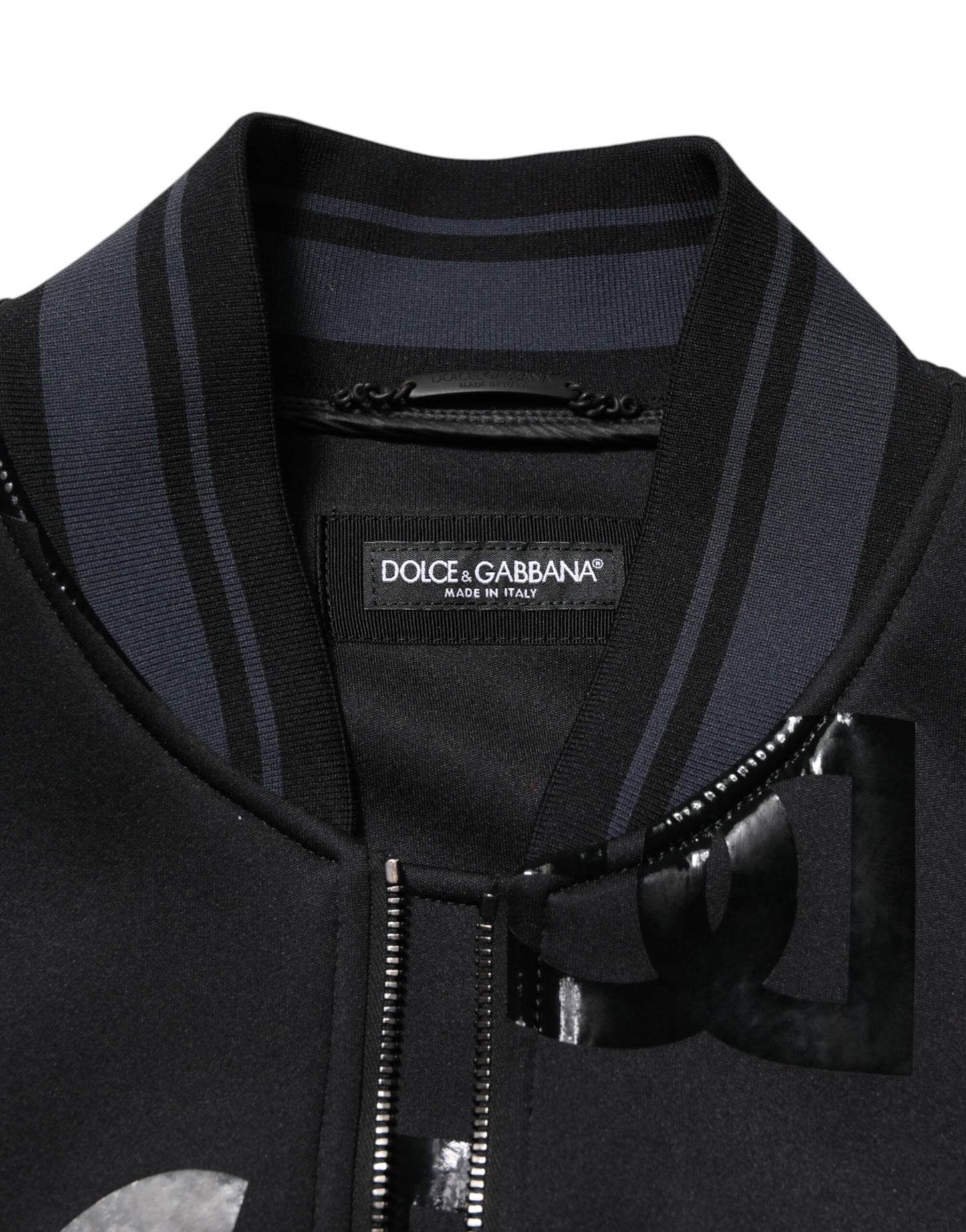 Dolce & Gabbana Schwarze Wolle Logo DG Mania Männer Bomberjacke