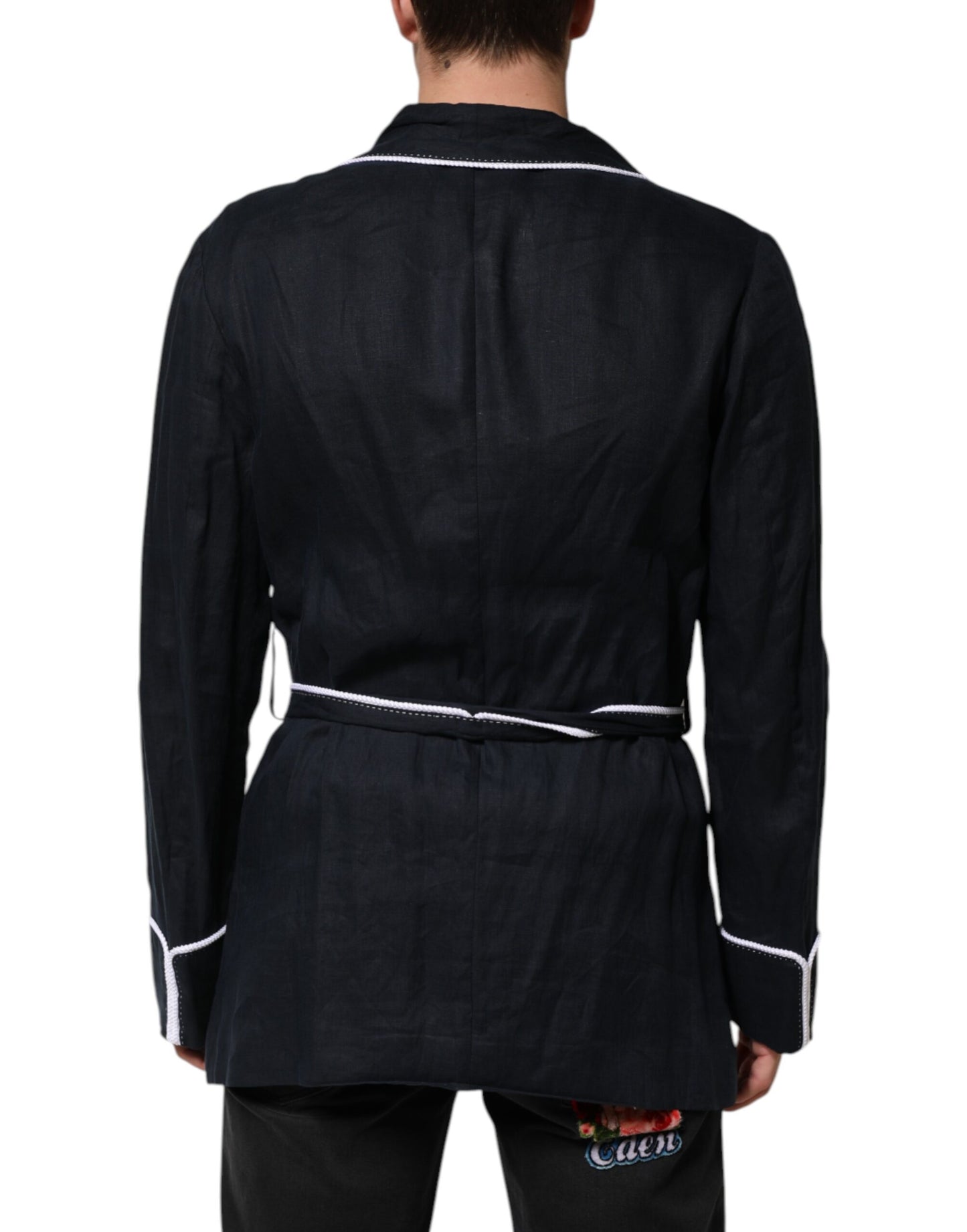 Dolce & Gabbana Dunkelblaue DG-Stickereijacke Robe Blazer