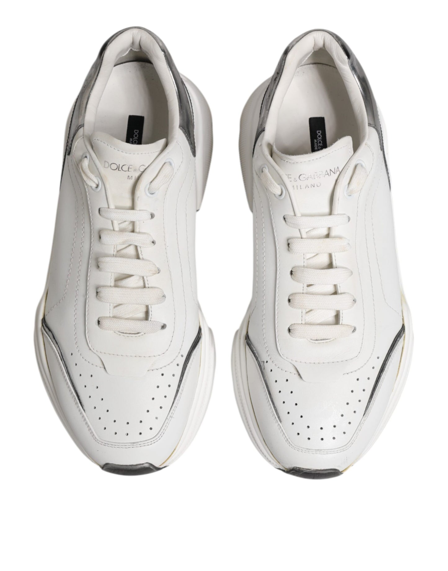 Dolce & Gabbana Weiß Daymaster Leder Low Top Turnschuhe Schuhe