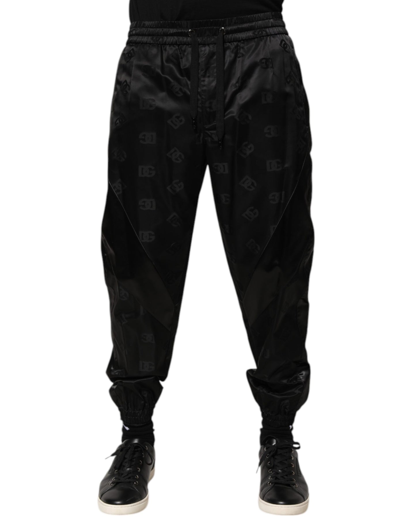 Dolce & Gabbana Schwarze Logo DG Print Herren Jogger Sweatpants Hosen
