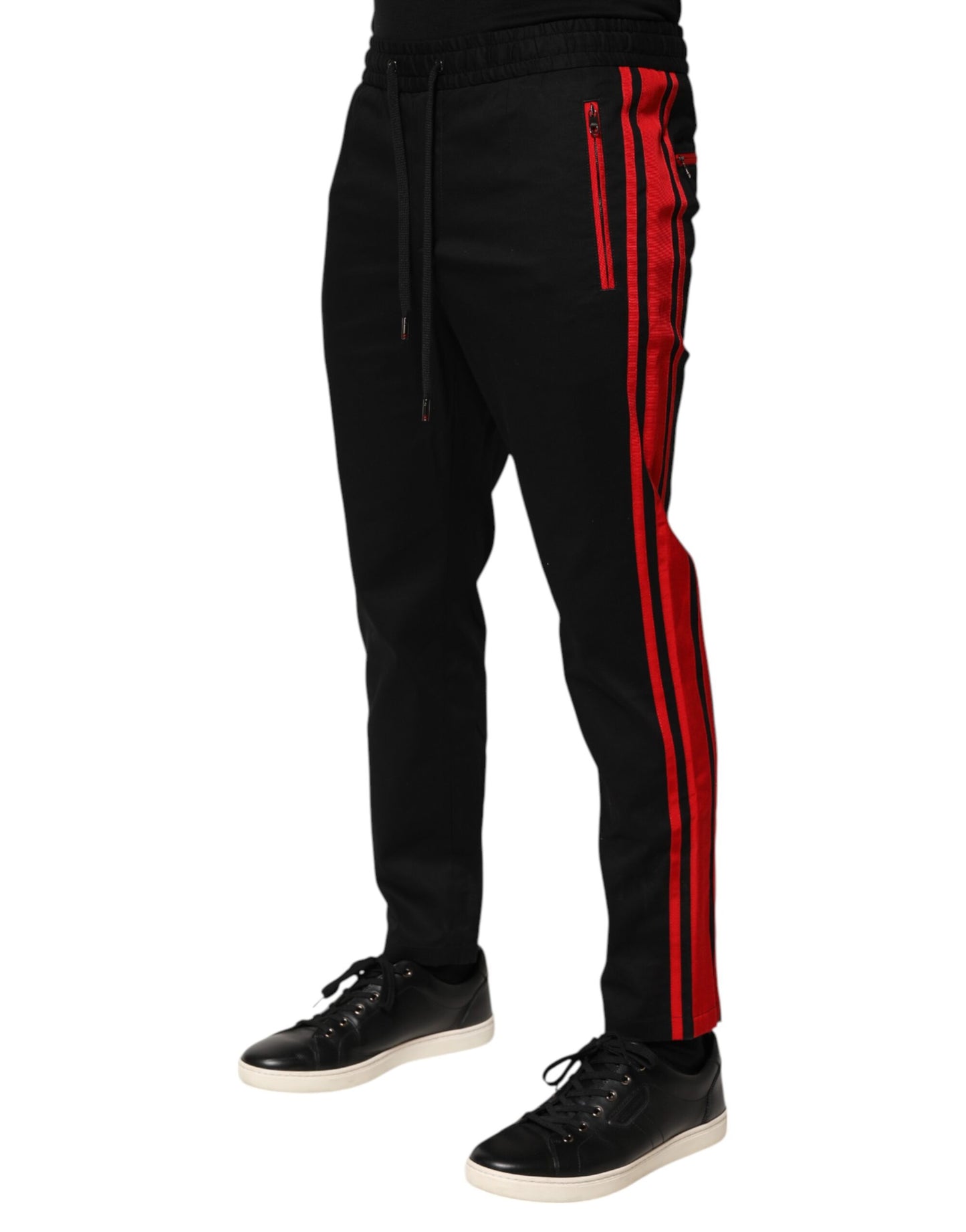 Dolce & Gabbana Rot gestreifte Baumwoll-Logo-Jogger-Sweatpants