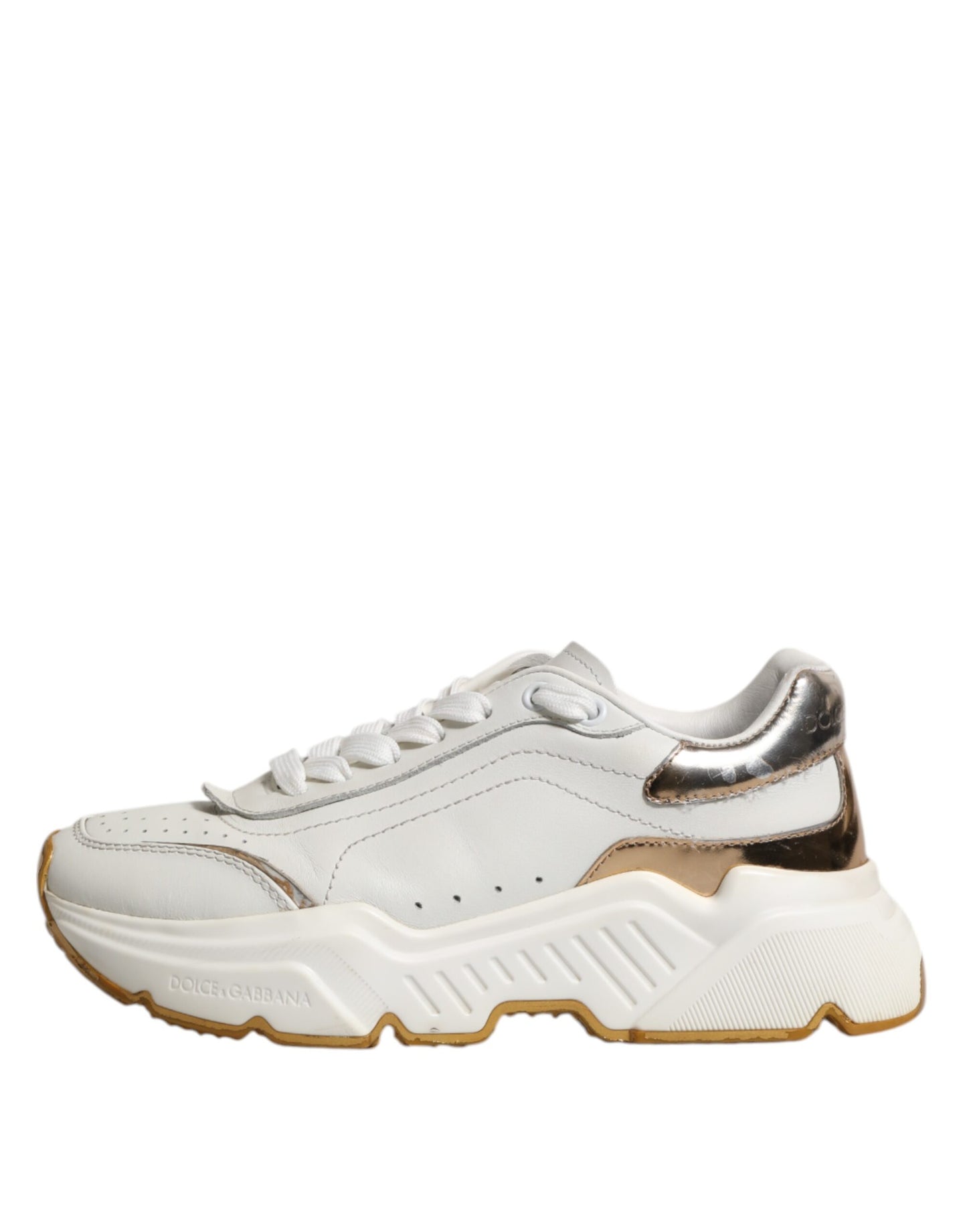Dolce & Gabbana Weiß Gold Daymaster Low Top Turnschuhe Schuhe
