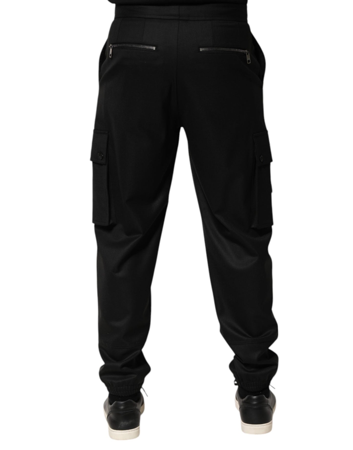 Dolce & Gabbana Solide Schwarze Cargo Jogger Männer Sweatpants Hosen