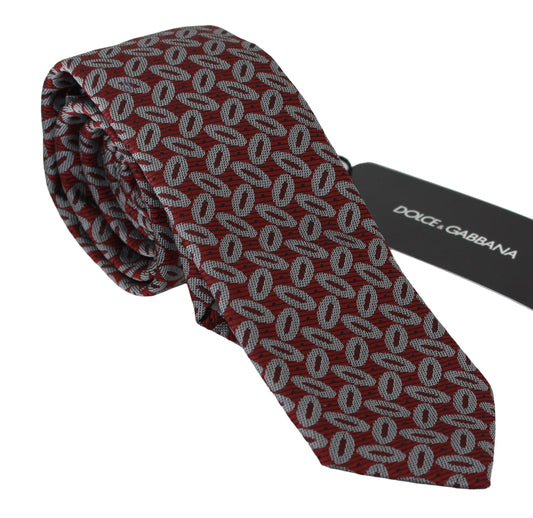 Dolce & Gabbana Rote 100% Seide bedruckte breite Krawatte Herrenkrawatte