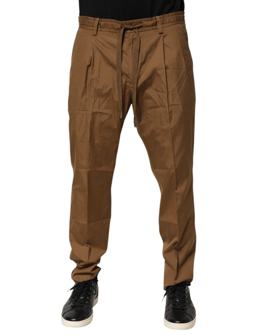 Dolce & Gabbana Braun Baumwolle Chino Mid Taille Männer Jogger Hosen
