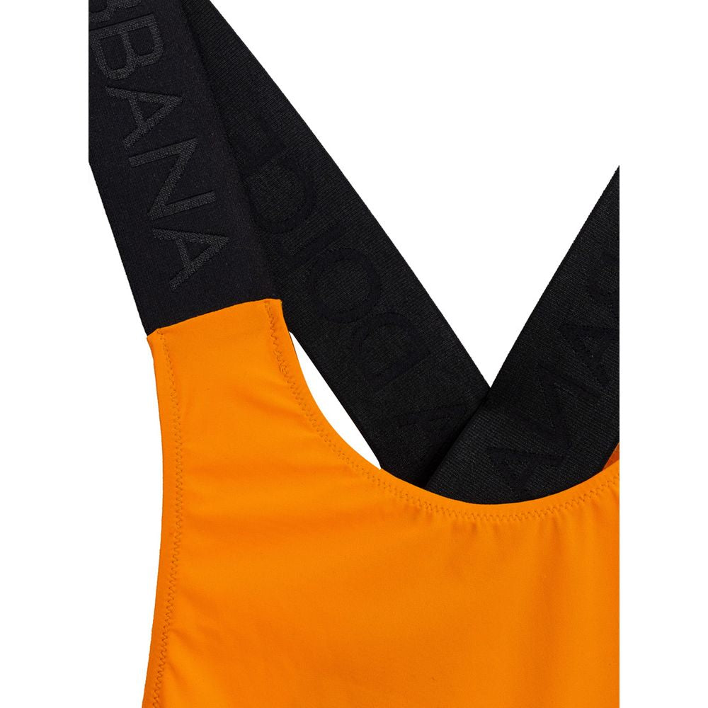 Dolce & Gabbana Orangefarbener einteiliger Badeanzug aus Polyester