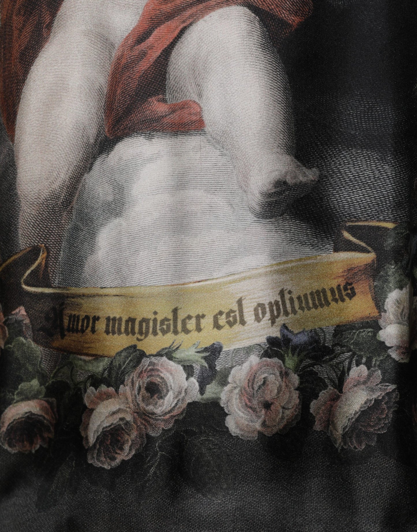 Dolce & Gabbana Schwarzer Kaschmir-Pullover mit Cherub-Print im Barockstil