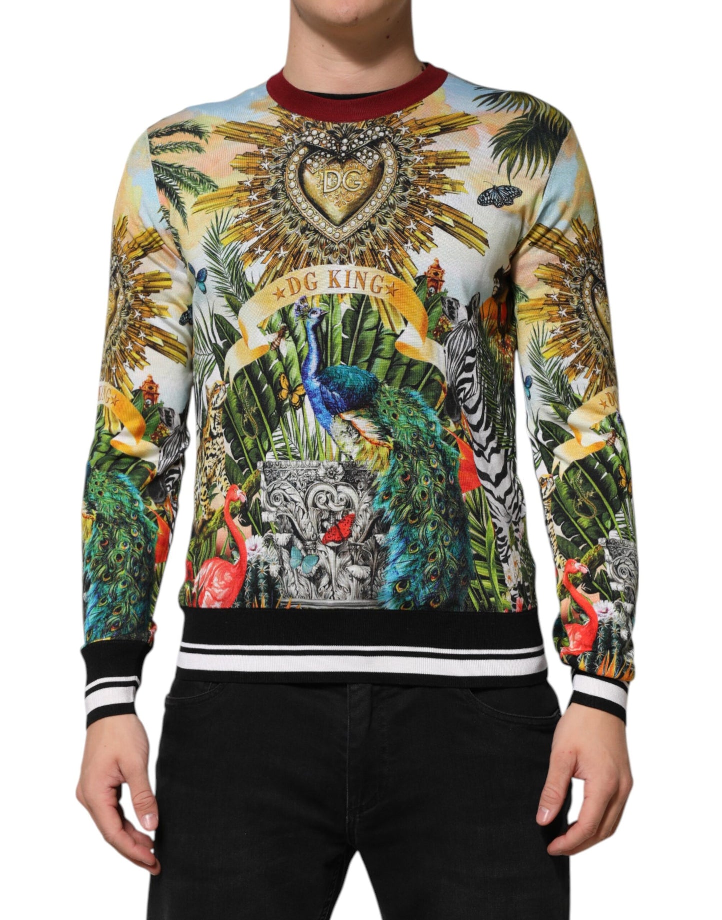 Dolce & Gabbana Tropical Heart Crown Seidenpullover