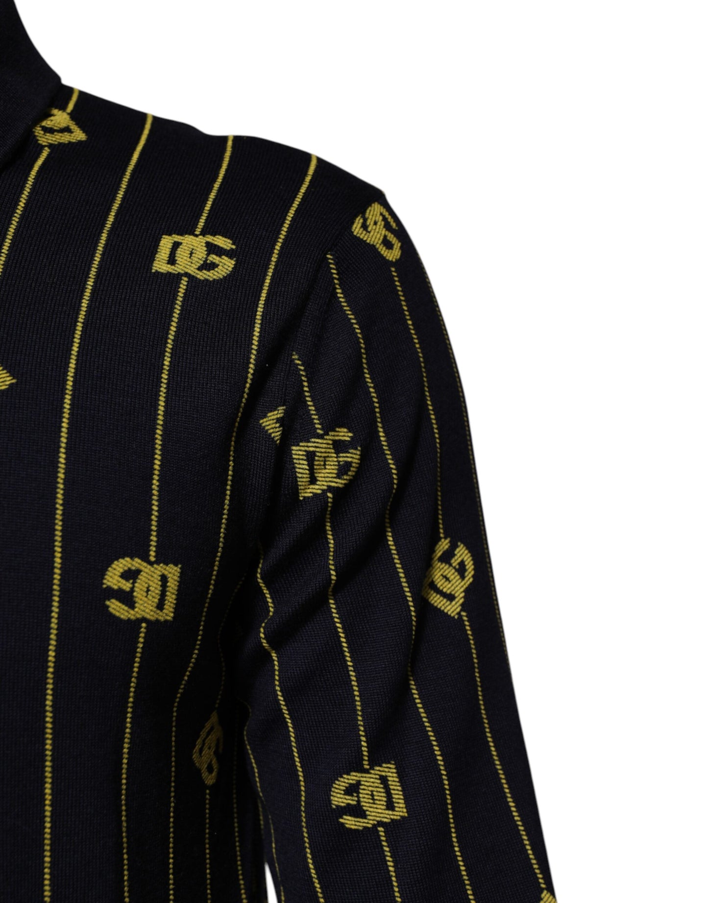 Dolce & Gabbana Schwarzes Logo-Jacquard-Strick-Poloshirt T-Shirt