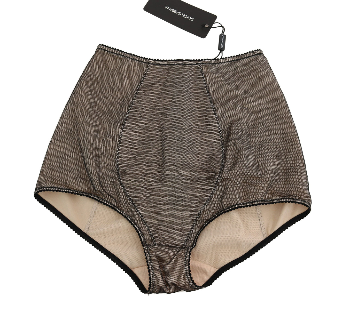 Dolce & Gabbana Unterhose Unterwäsche Beige mit schwarzem Netz