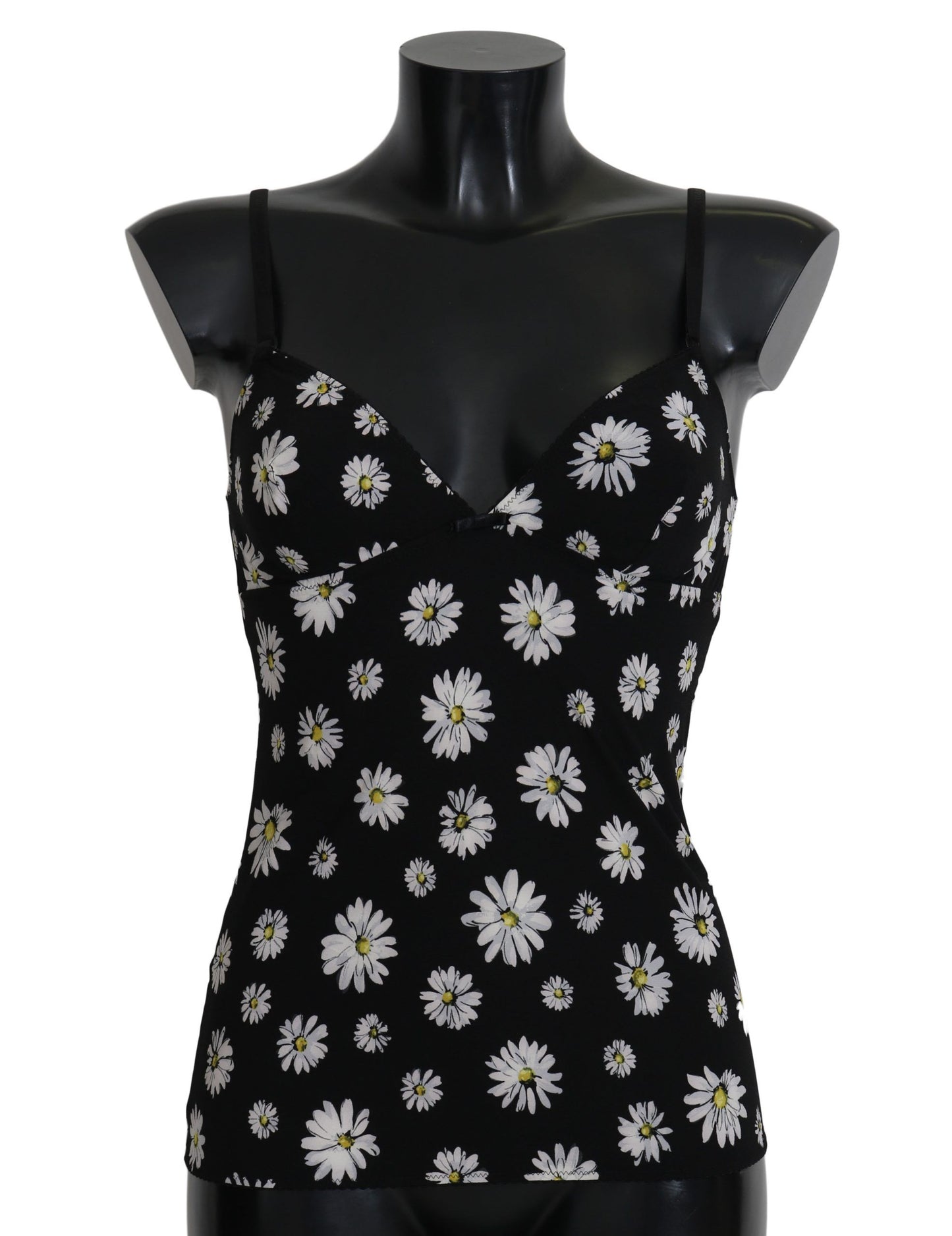 Dolce & Gabbana Schwarzes Daisy Print Kleid Dessous Chemisole