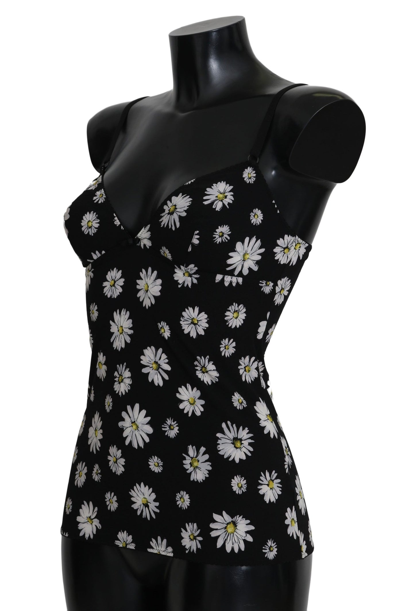 Dolce & Gabbana Schwarzes Daisy Print Kleid Dessous Chemisole