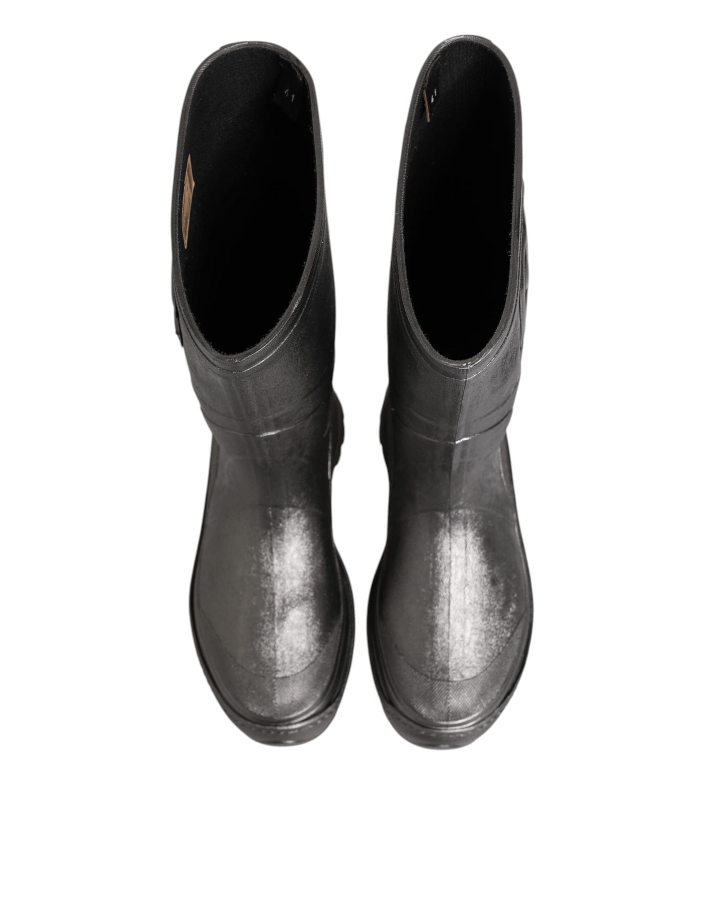 Dolce & Gabbana Schwarz Argento Pull On Regen Stiefel Schuhe