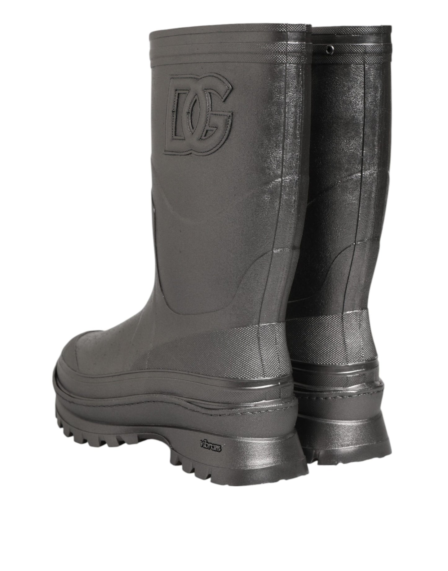 Dolce & Gabbana Schwarz Argento Pull On Regen Stiefel Schuhe