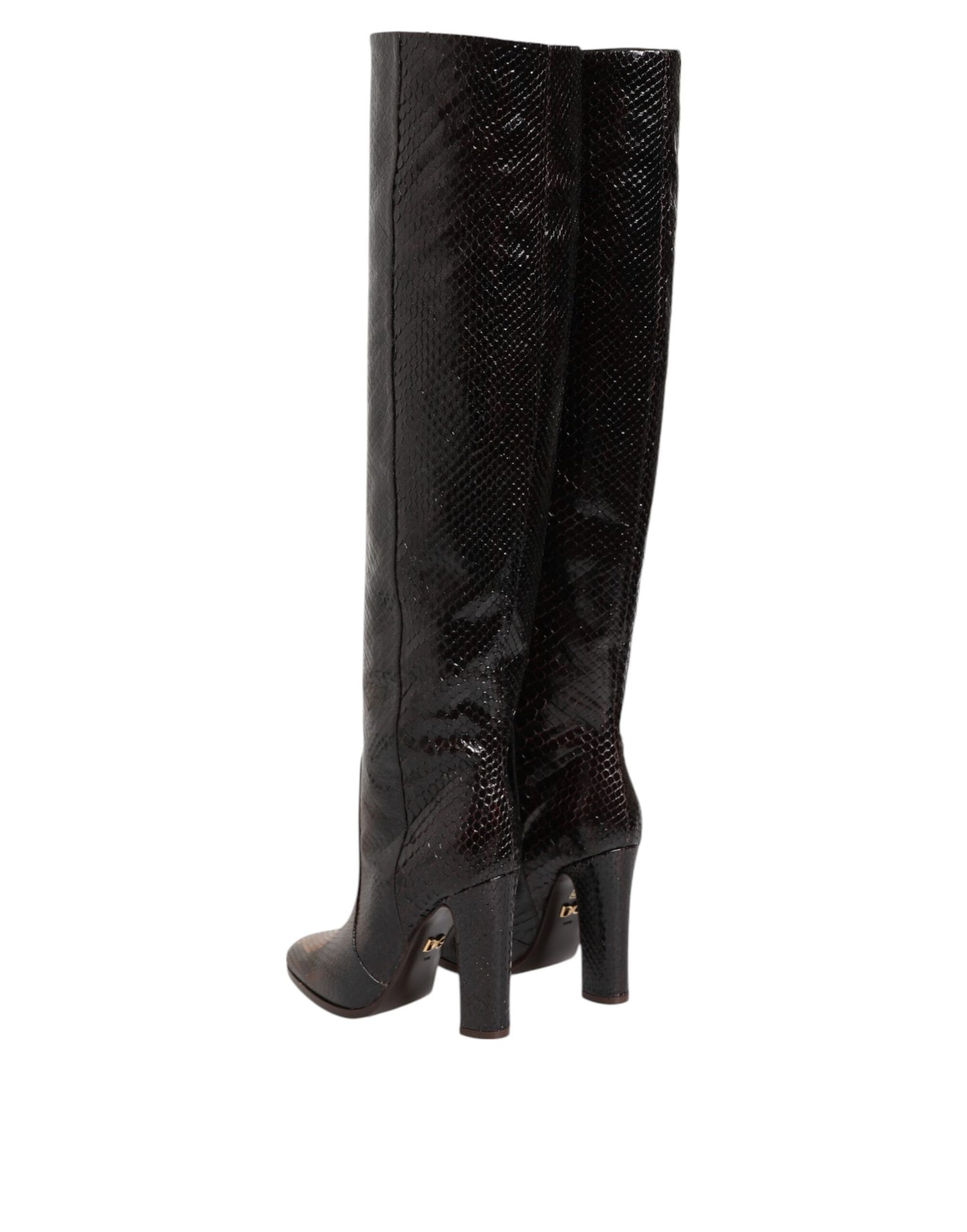 Dolce & Gabbana Braun Python Schlangenhaut Druck Reiten Stiefel Schuhe