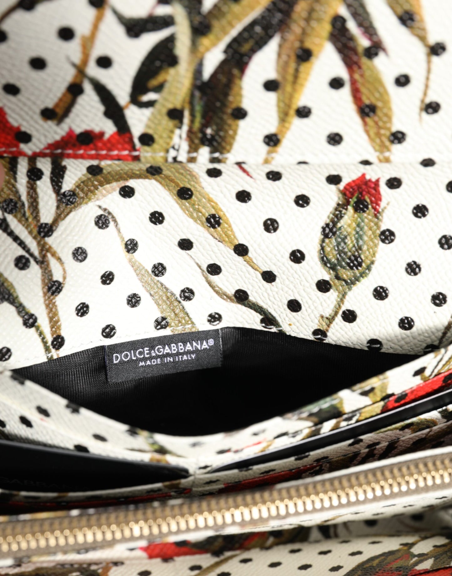 Dolce & Gabbana Schwarzes Leder Trifold Logo Plaque Kartenhalter Brieftasche