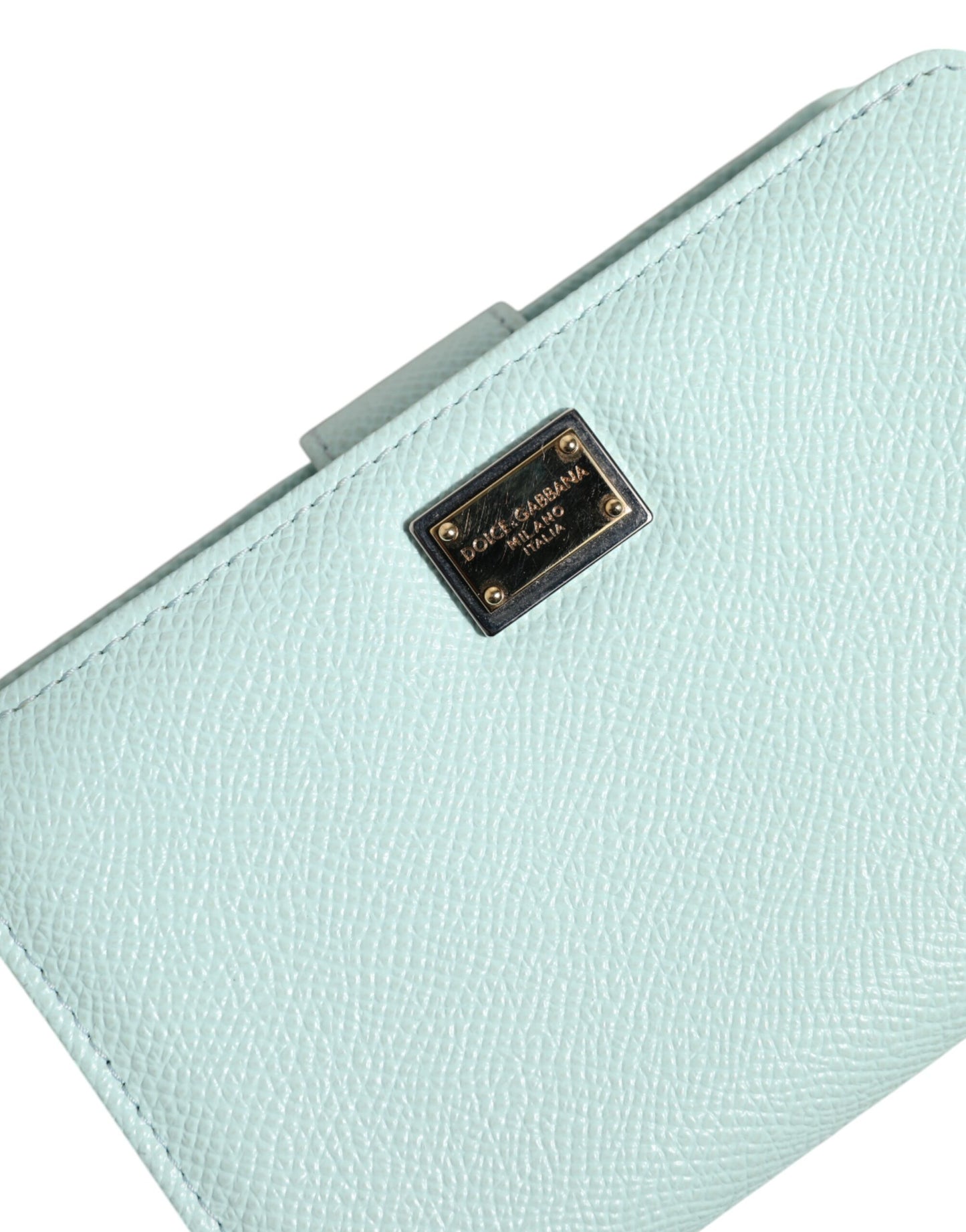 Dolce & Gabbana Mintgrünes Leder Bifold Continental Clutch Portemonnaie