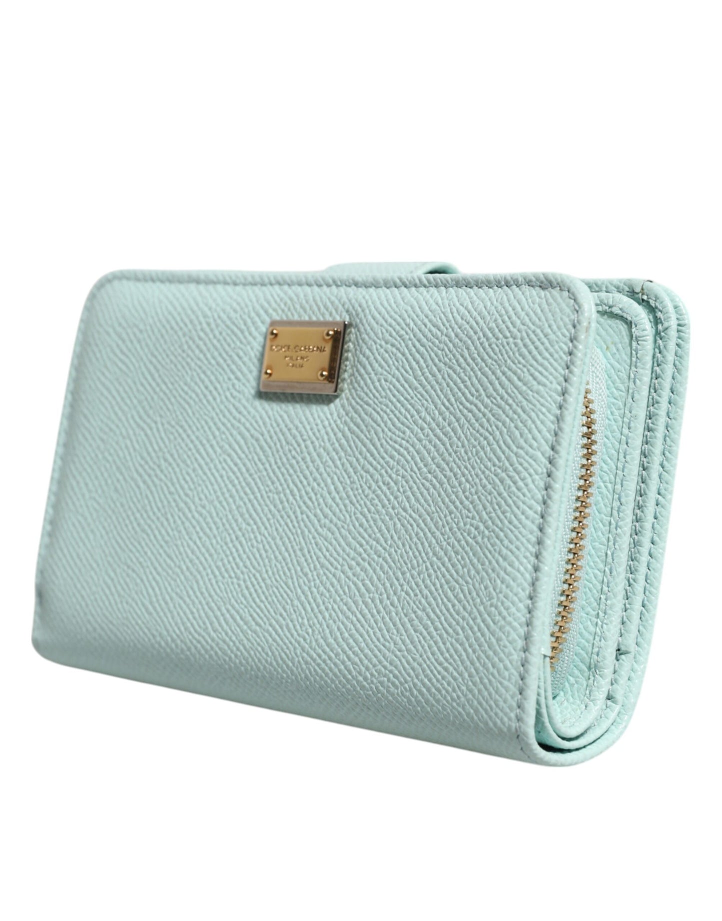 Dolce & Gabbana Mintgrünes Leder Bifold Continental Clutch Portemonnaie