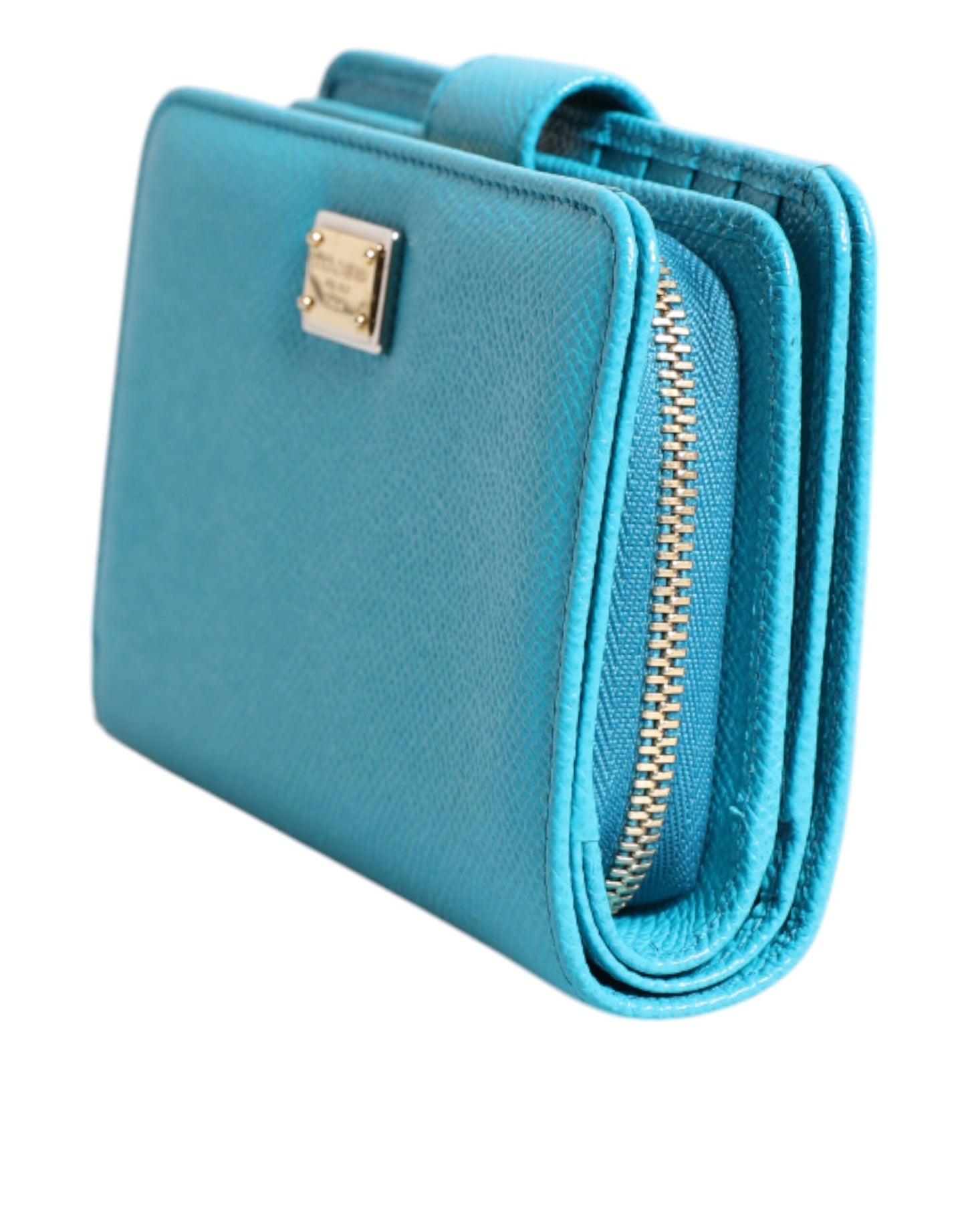 Dolce & Gabbana Hellblaue Leder Bifold Continental Clutch Geldbörse