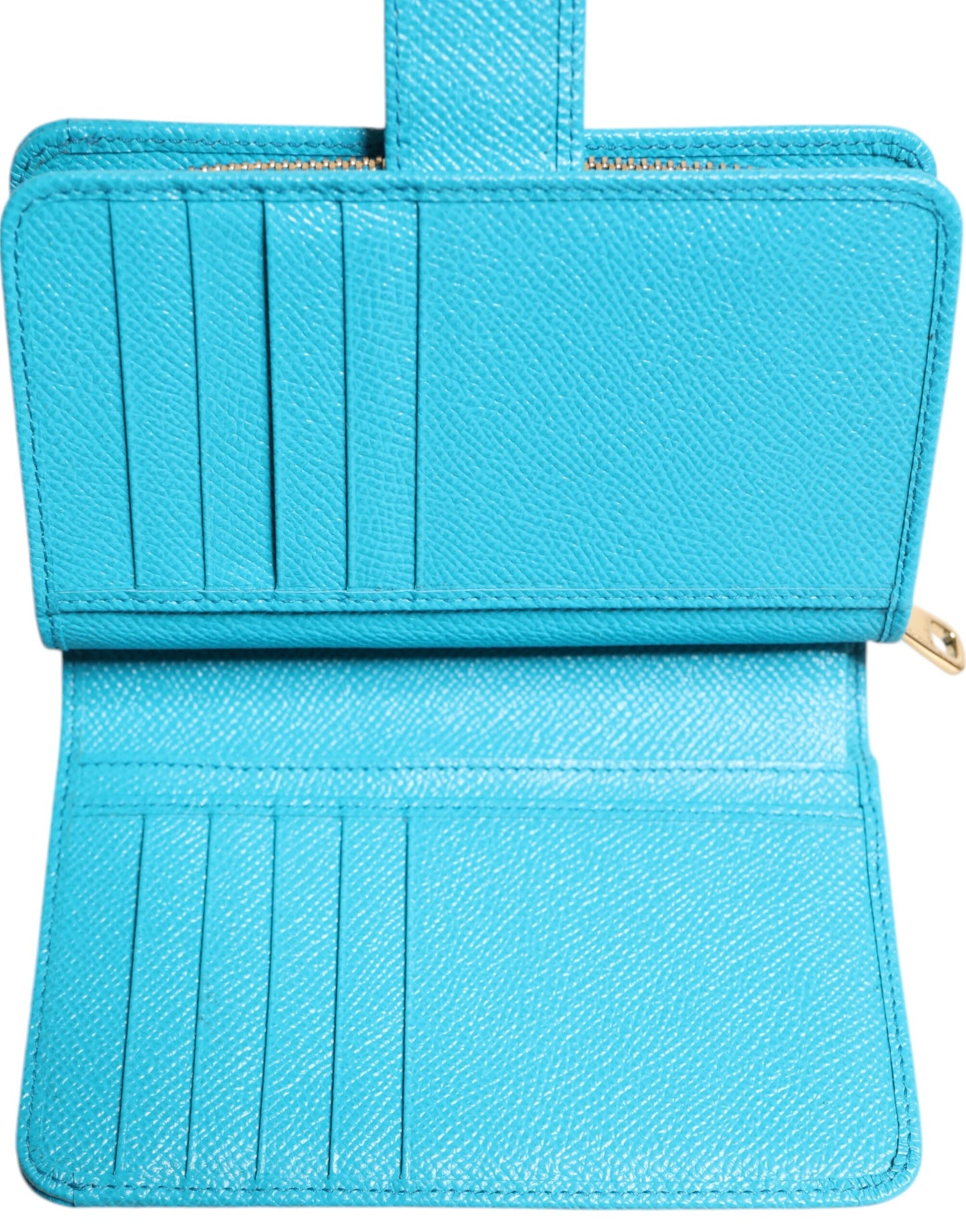 Dolce & Gabbana Hellblaue Leder Bifold Continental Clutch Geldbörse