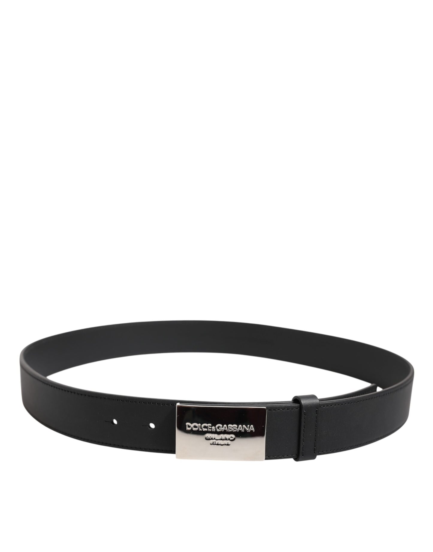 Dolce & Gabbana Schwarzer Leder-Gürtel mit klassischer Metall-Logo-Schnalle