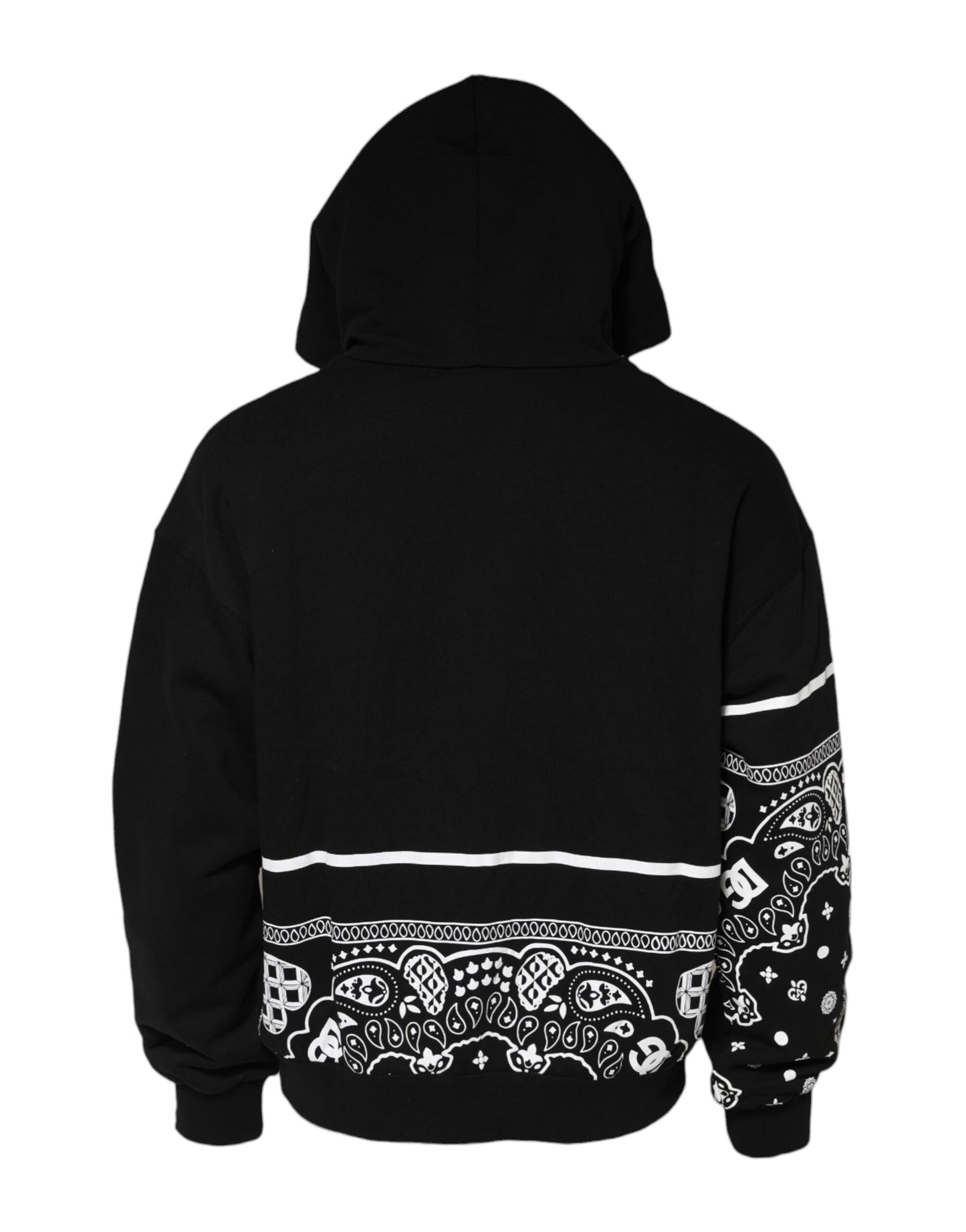 Dolce & Gabbana Schwarzes Bandana Kapuzen-Sweatshirt für Männer Pullover