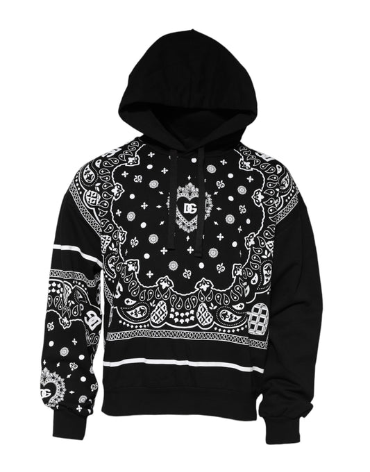 Dolce & Gabbana Schwarzes Bandana Kapuzen-Sweatshirt für Männer Pullover