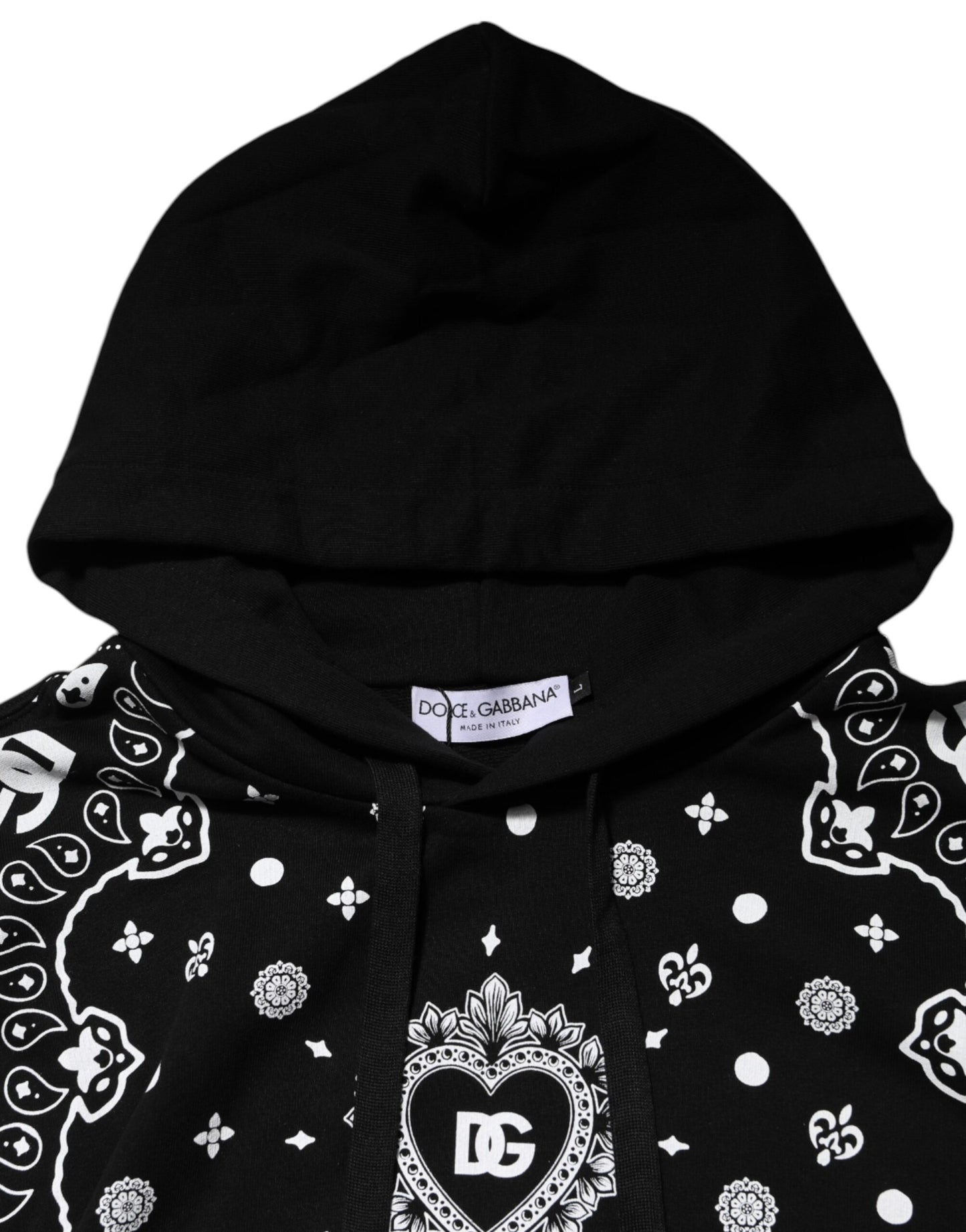 Dolce & Gabbana Schwarzes Bandana Kapuzen-Sweatshirt für Männer Pullover