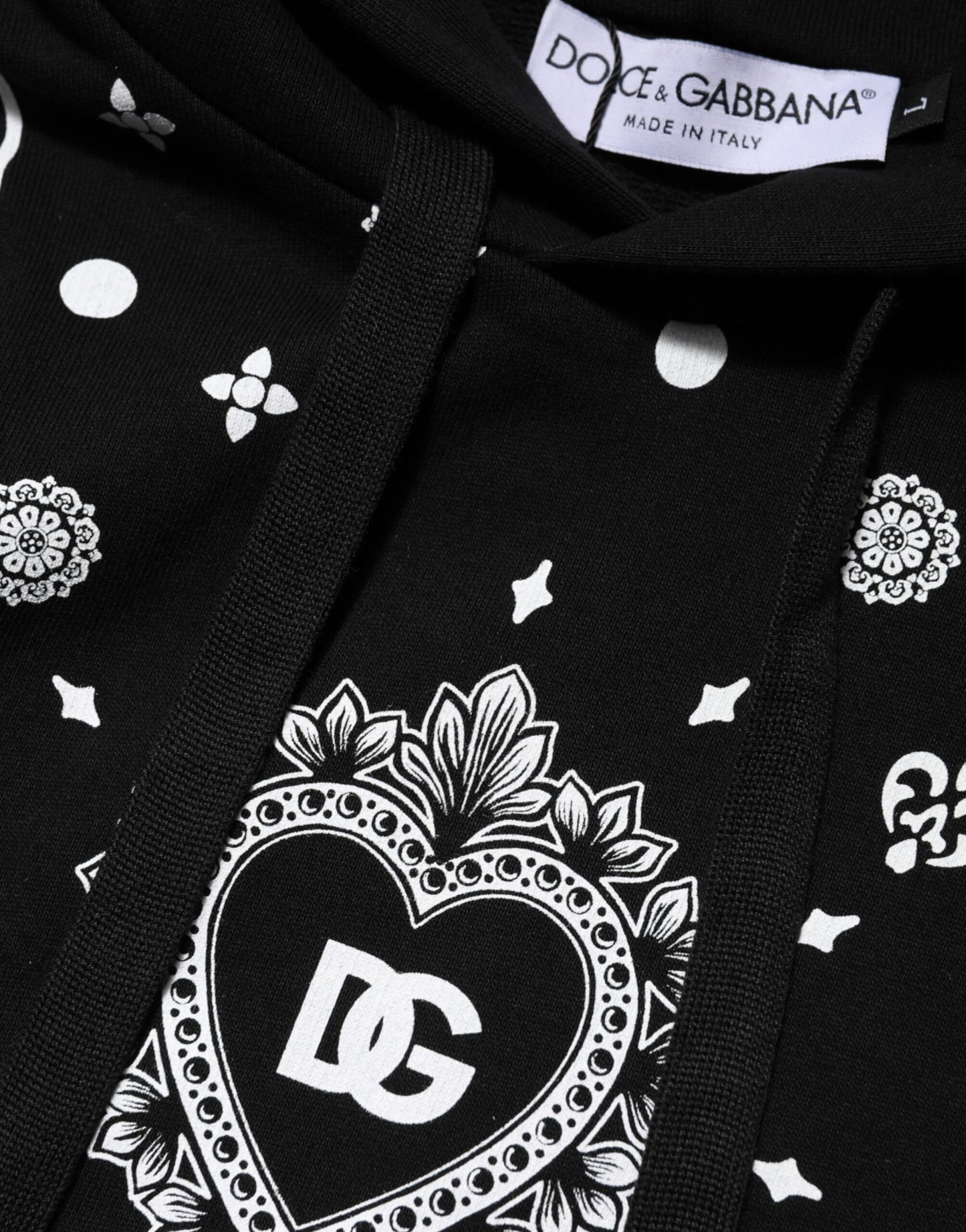 Dolce & Gabbana Schwarzes Bandana Kapuzen-Sweatshirt für Männer Pullover