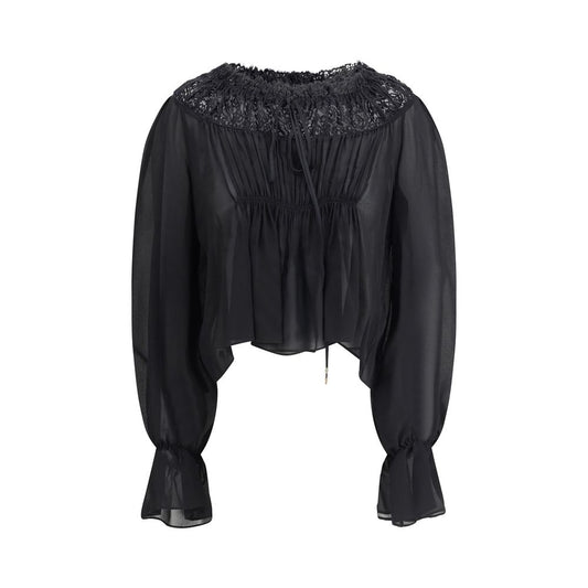Chloé Top aus Seiden-Georgette und Spitze