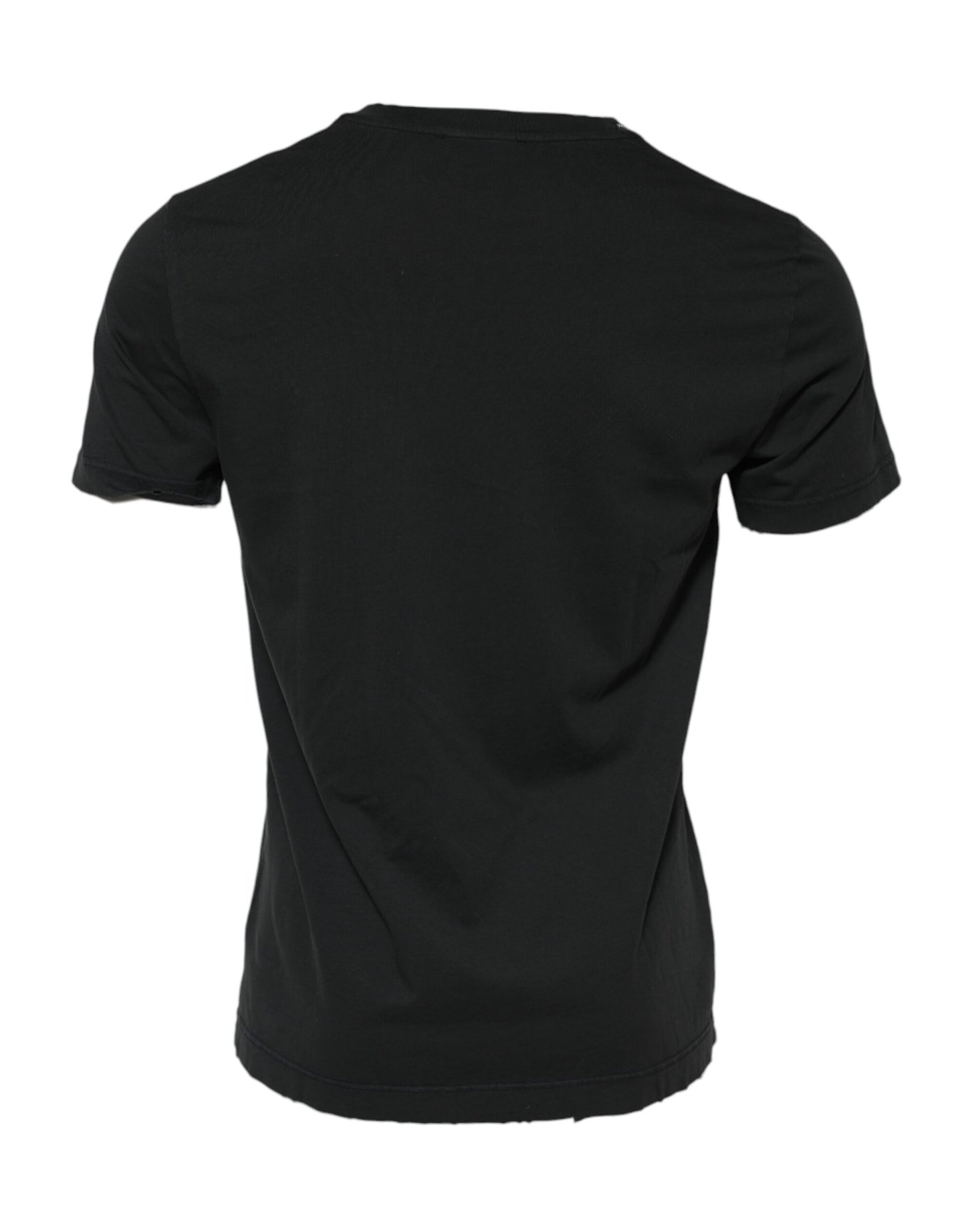 Dolce & Gabbana Schwarzes DG Crew Devotion Baumwoll-T-Shirt mit Rundhalsausschnitt