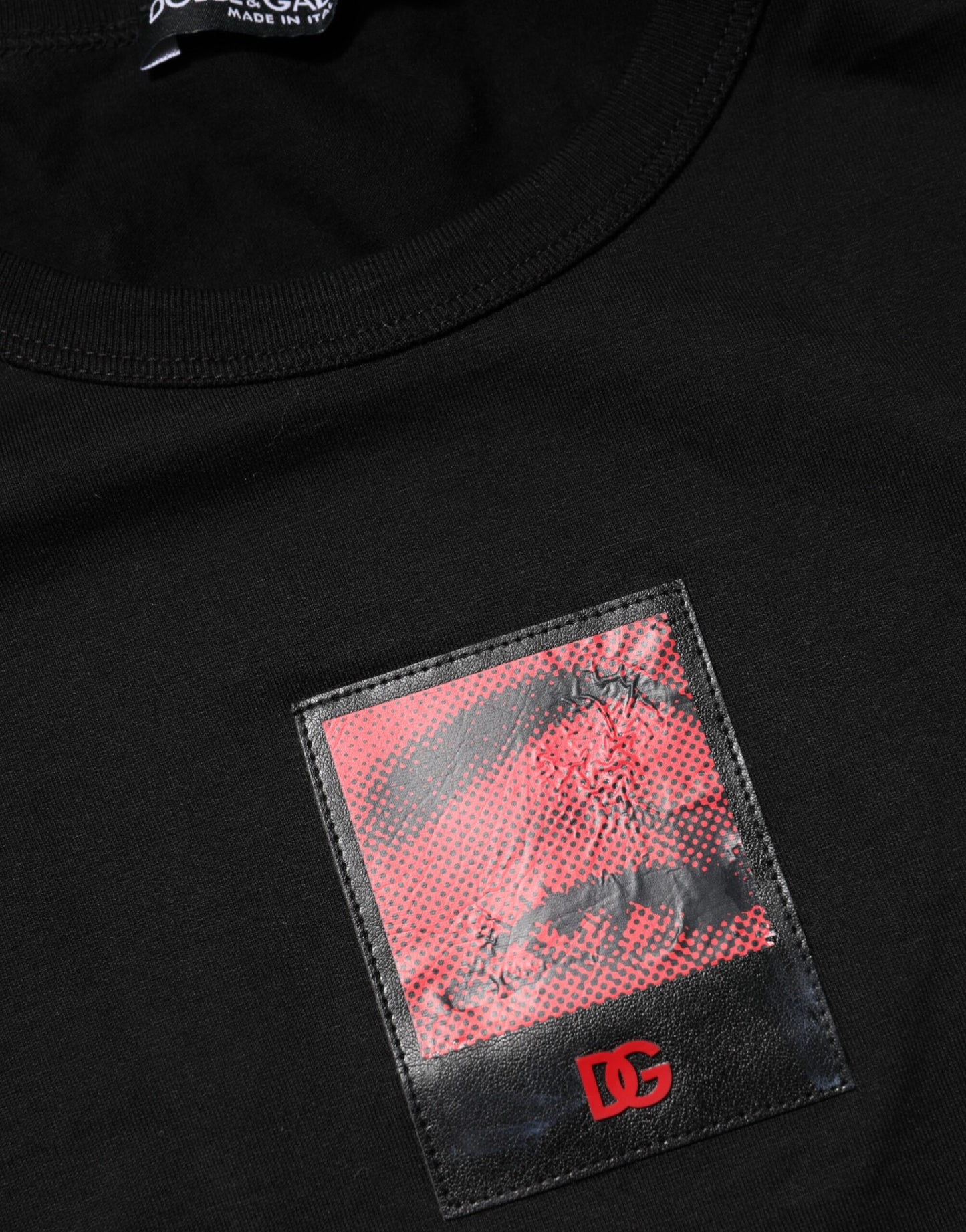 Dolce & Gabbana Schwarzes Baumwoll-T-Shirt mit Rundhalsausschnitt und Augenaufdruck für Männer