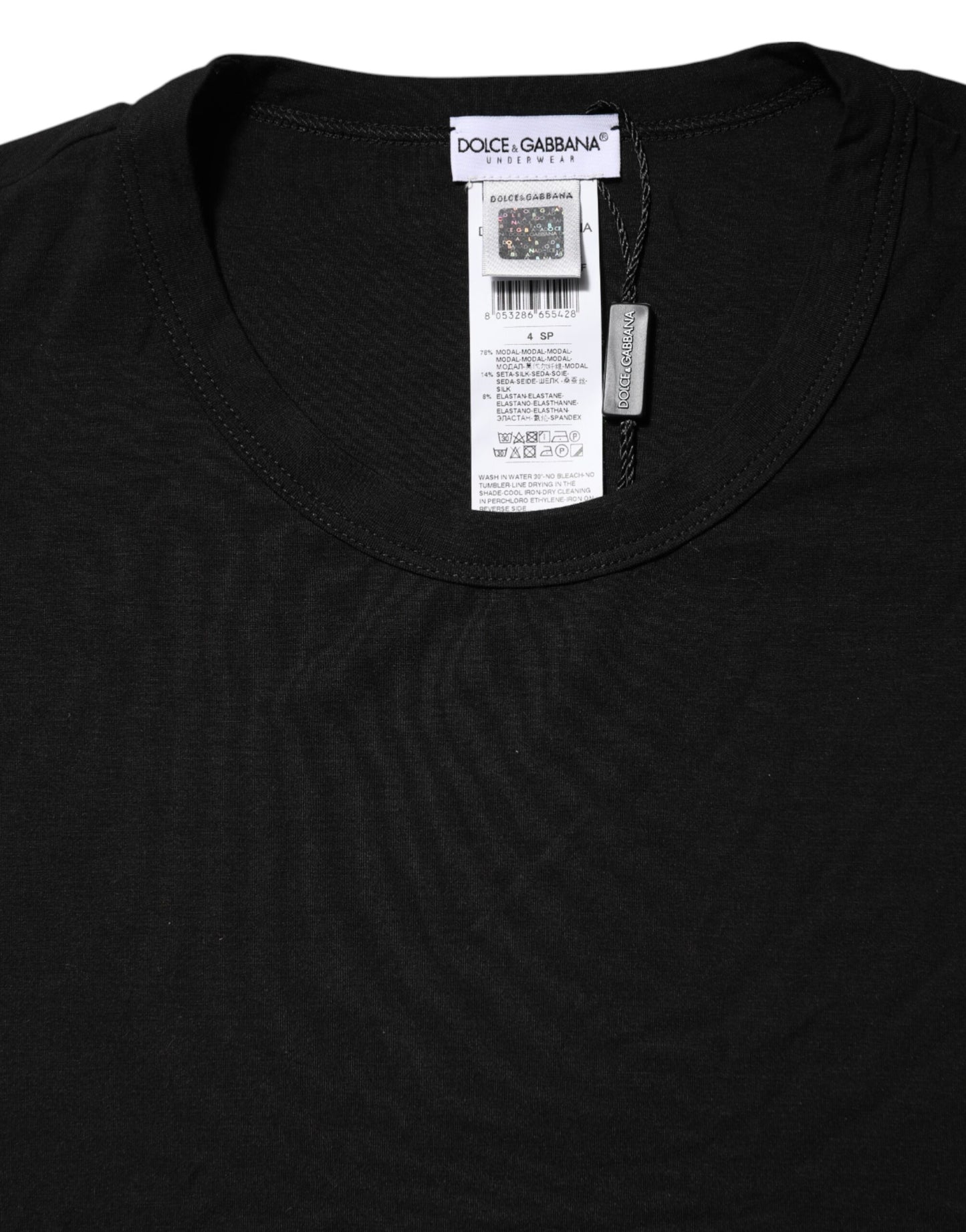 Dolce & Gabbana Schwarzes Modal Herren Unterwäsche T-Shirt mit Rundhalsausschnitt