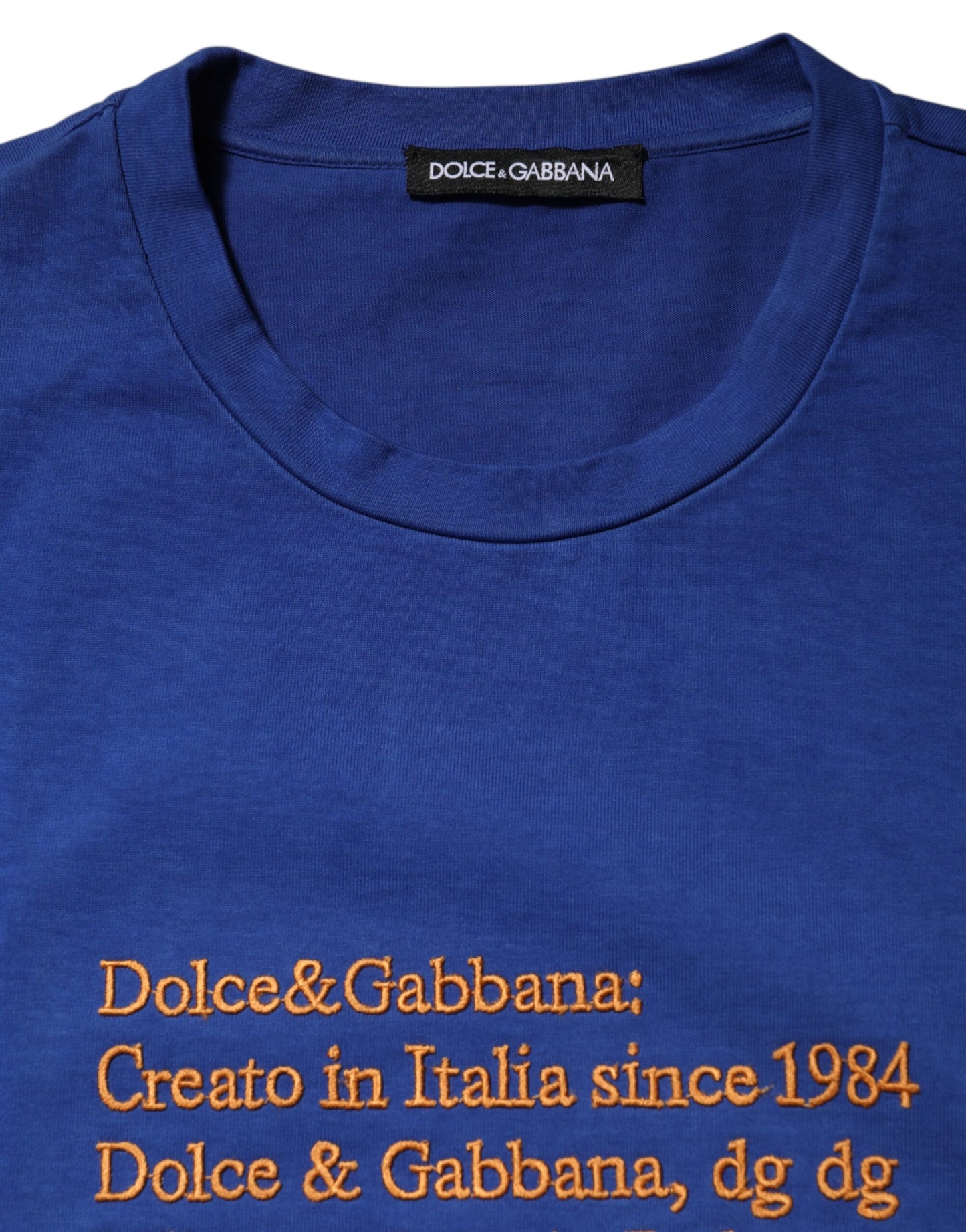 Dolce & Gabbana Blaues Logo-Grafik-T-Shirt mit Rundhalsausschnitt aus Baumwolle