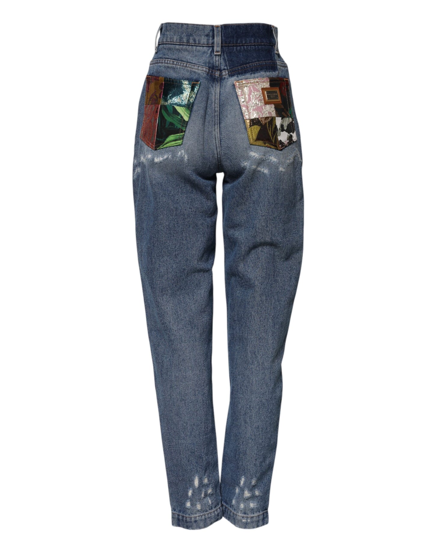 Dolce & Gabbana Blaue AMBER Zerrissene Denim-Jeans mit hoher Taille