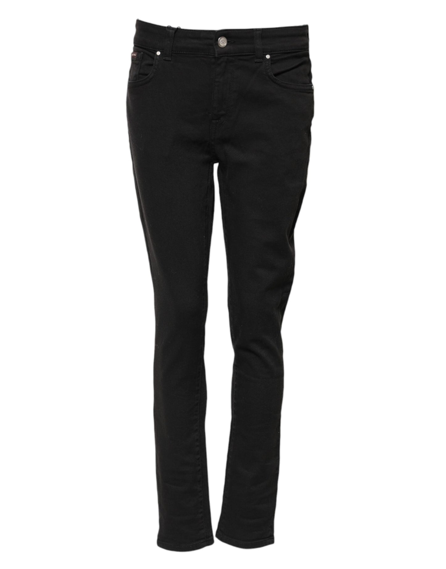 Dolce & Gabbana Schwarze Skinny Denim-Jeans aus Baumwolle mit mittlerer Taille