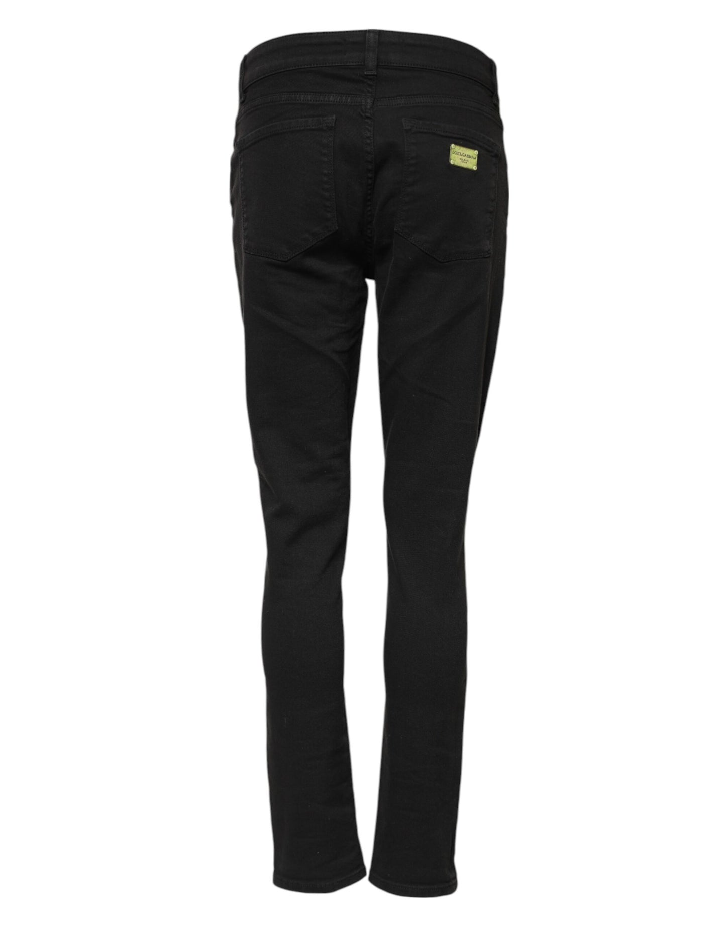 Dolce & Gabbana Schwarze Skinny Denim-Jeans aus Baumwolle mit mittlerer Taille