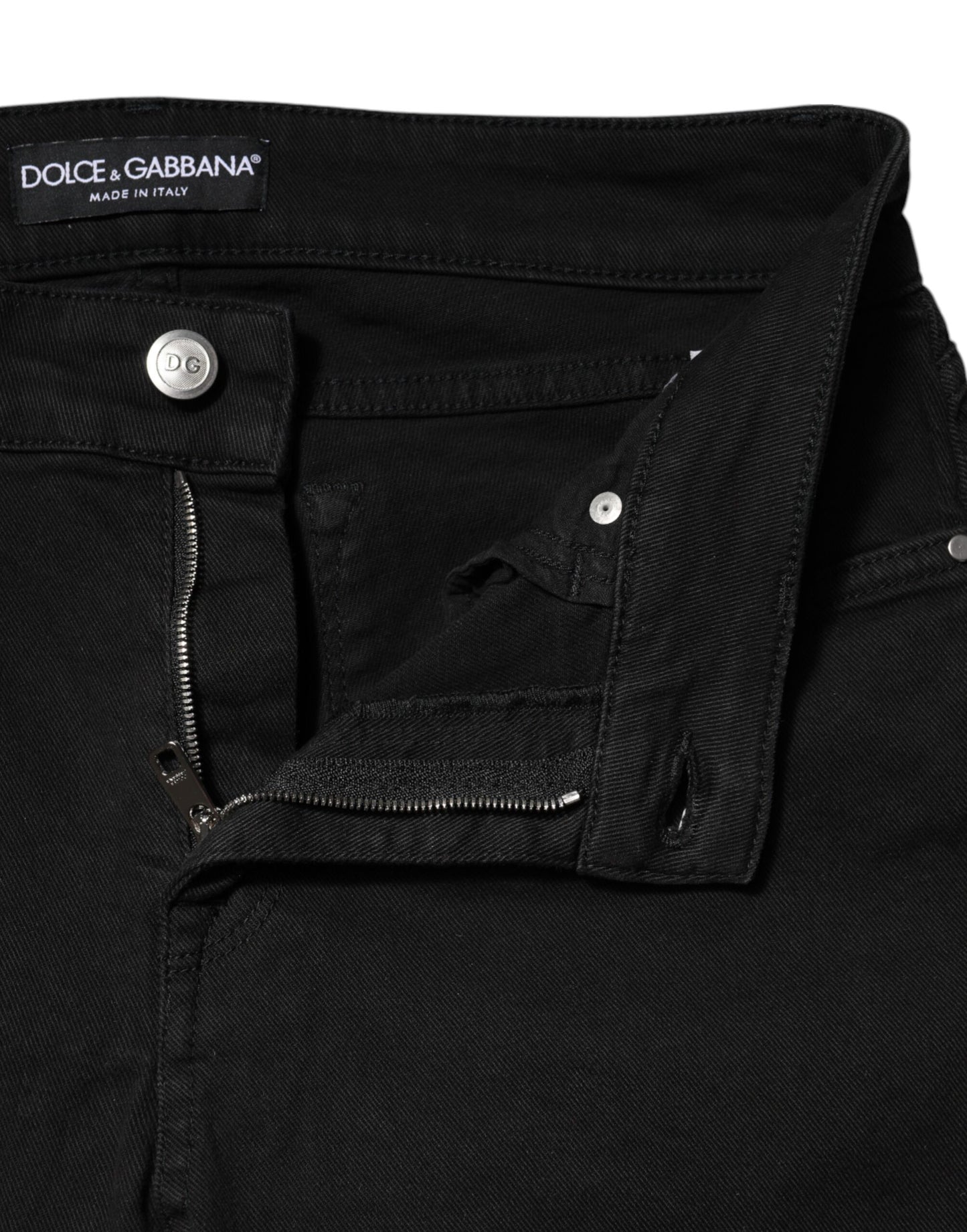Dolce & Gabbana Schwarze Skinny Denim-Jeans aus Baumwolle mit mittlerer Taille