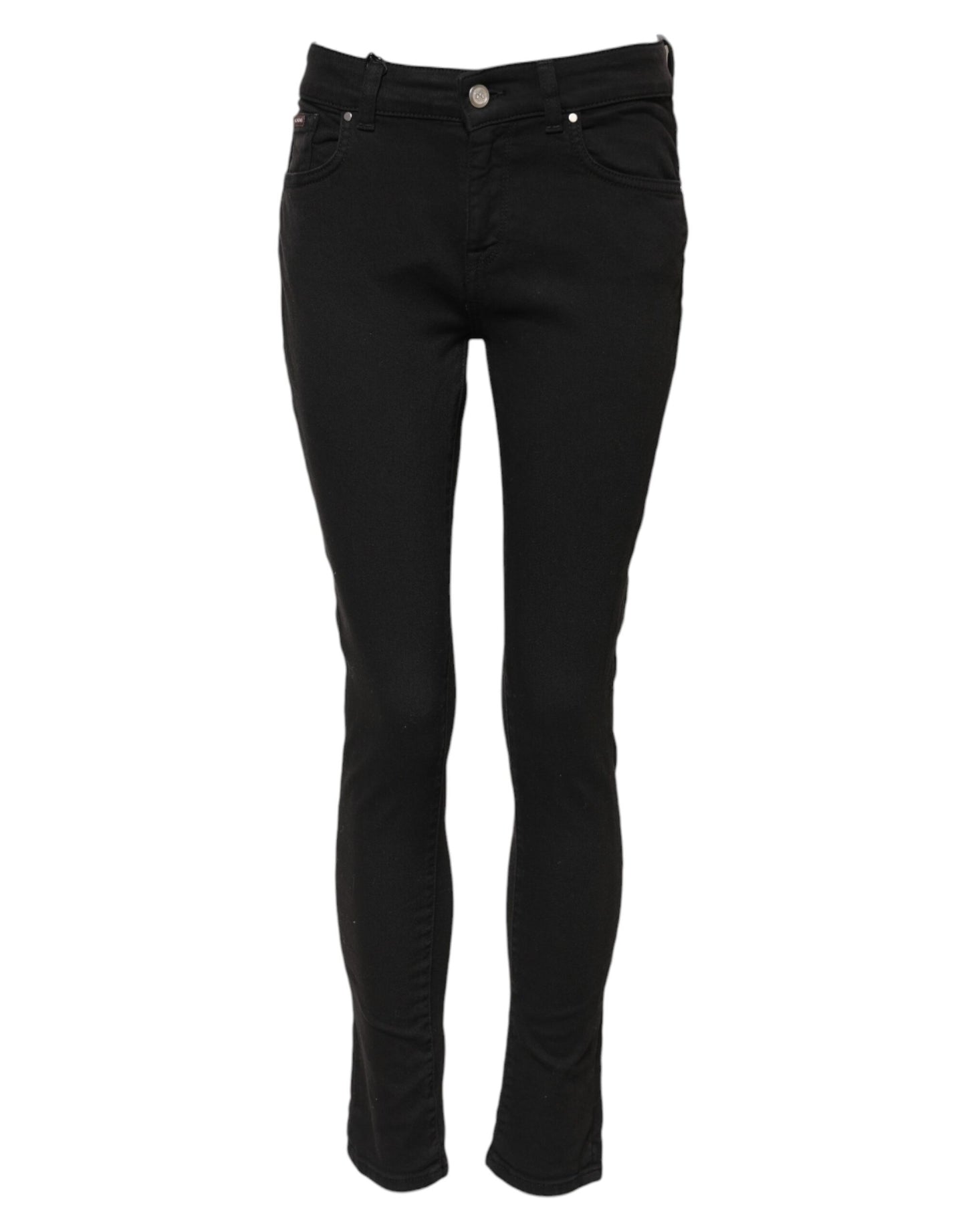 Dolce & Gabbana Schwarze Skinny Denim-Jeans aus Baumwolle mit mittlerer Taille