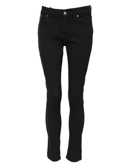 Dolce & Gabbana Schwarze Skinny Denim-Jeans aus Baumwolle mit mittlerer Taille