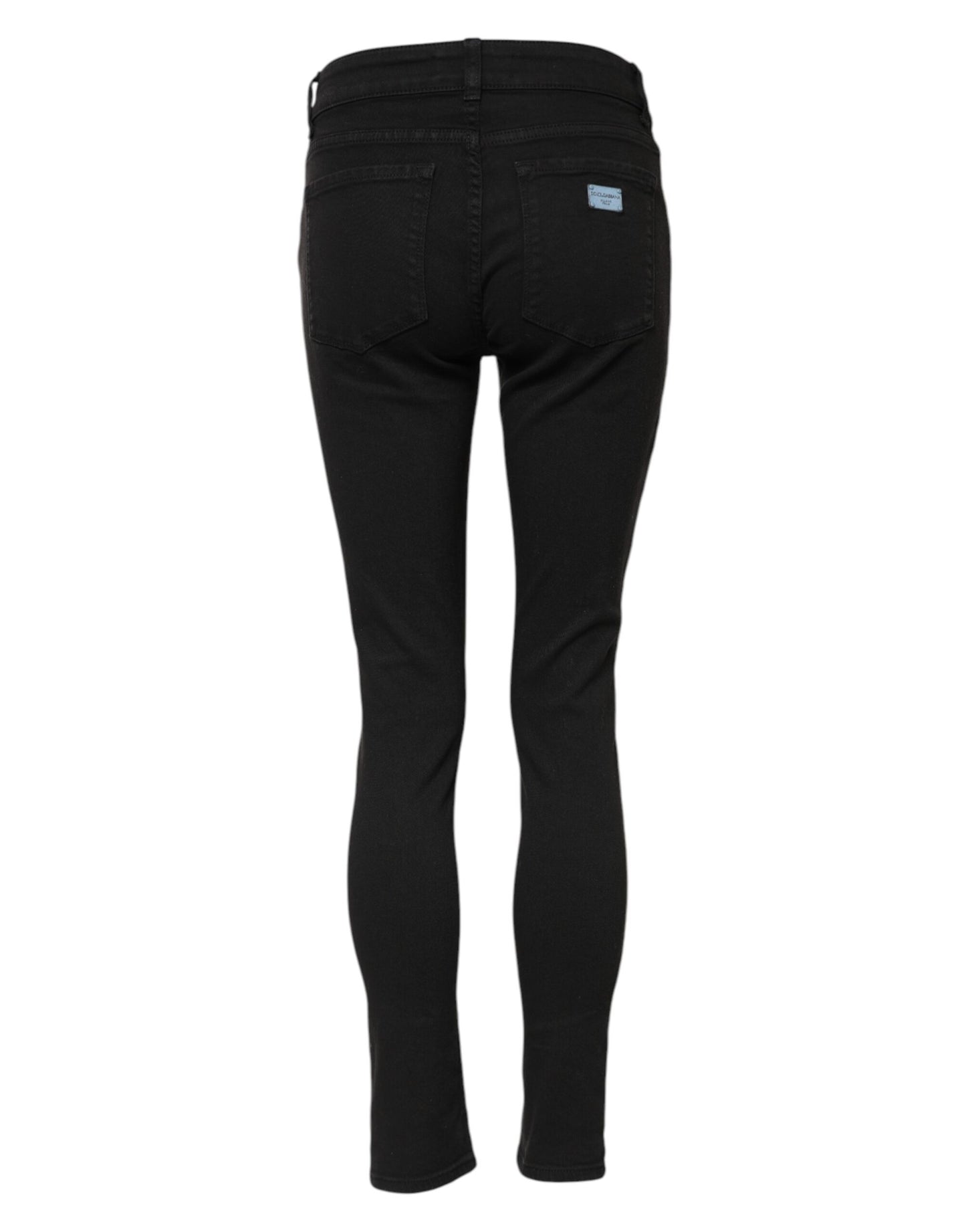 Dolce & Gabbana Schwarze Skinny Denim-Jeans aus Baumwolle mit mittlerer Taille