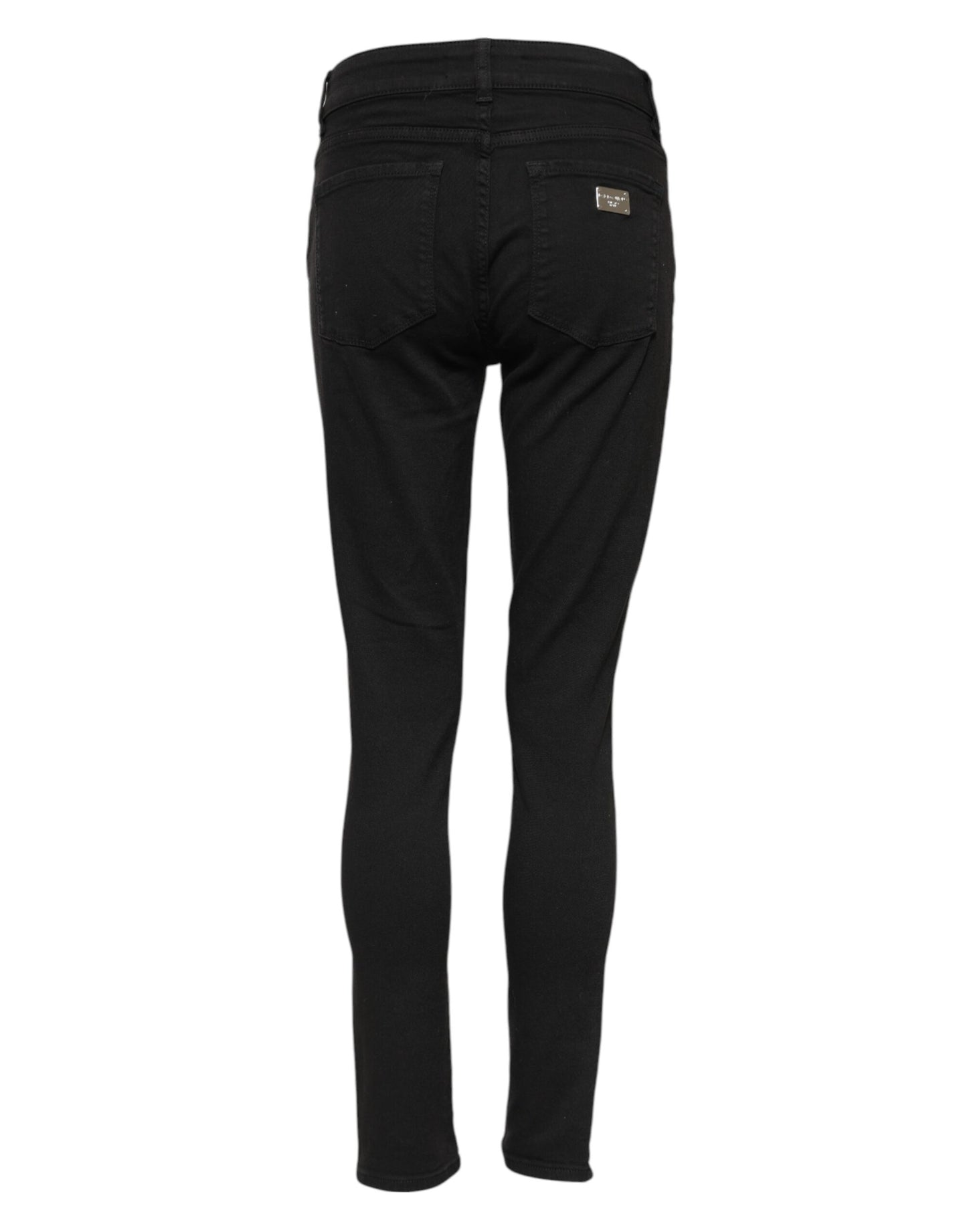 Dolce & Gabbana Schwarze Skinny Denim-Jeans aus Baumwolle mit mittlerer Taille