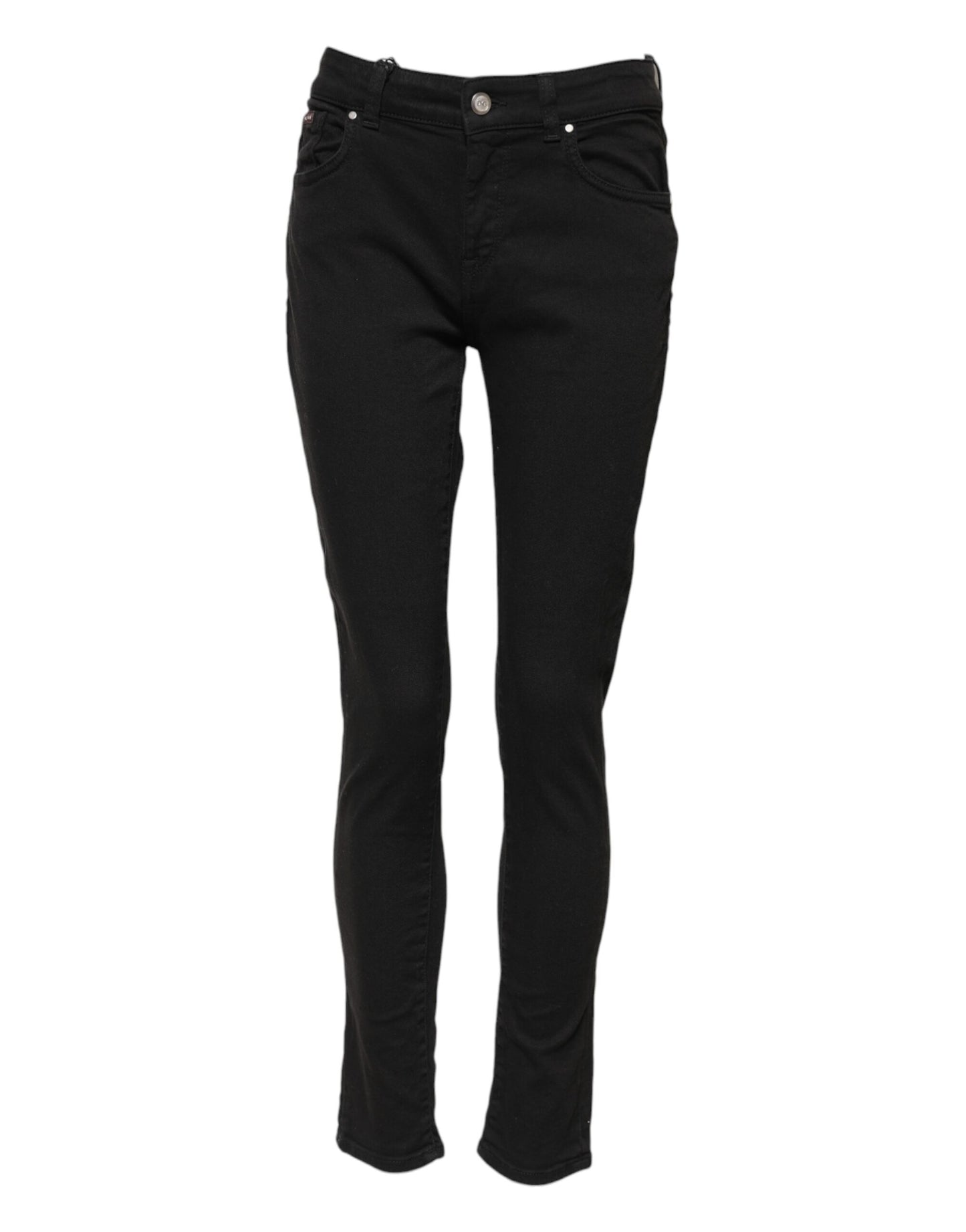 Dolce & Gabbana Schwarze Skinny Denim-Jeans aus Baumwolle mit mittlerer Taille