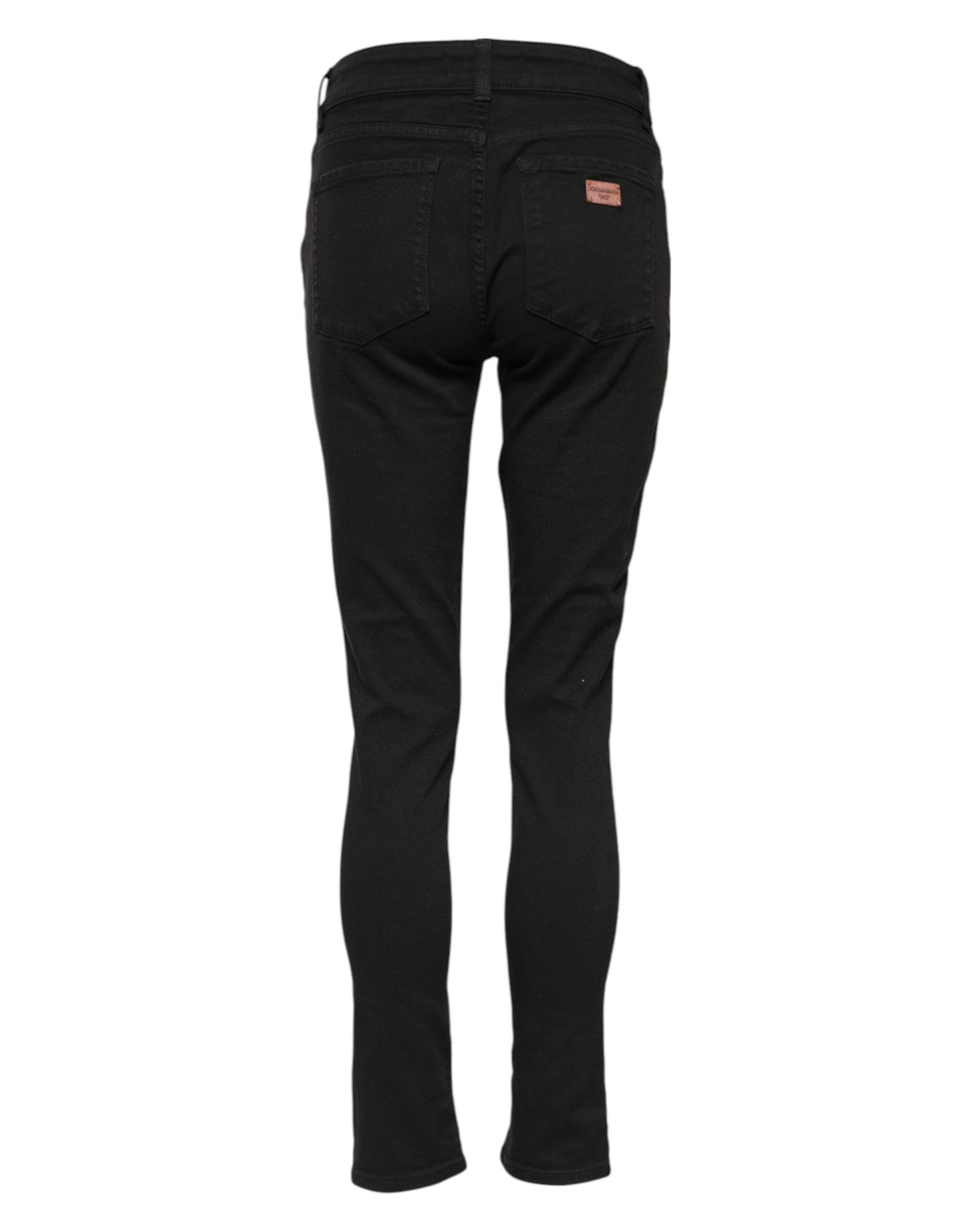 Dolce & Gabbana Schwarze Skinny Denim-Jeans aus Baumwolle mit mittlerer Taille