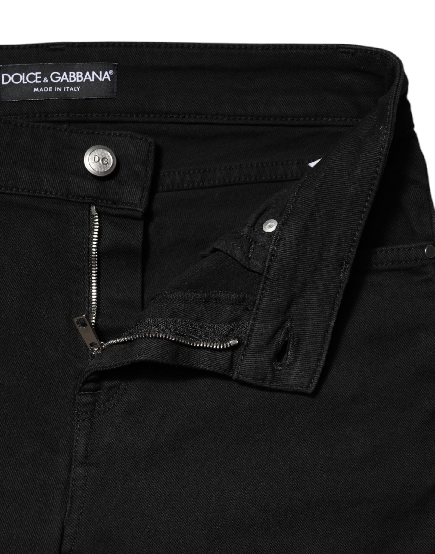 Dolce & Gabbana Schwarze Skinny Denim-Jeans aus Baumwolle mit mittlerer Taille