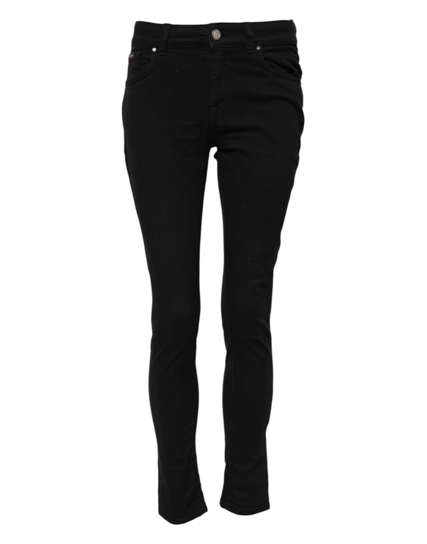 Dolce & Gabbana Schwarze Skinny Denim-Jeans aus Baumwolle mit mittlerer Taille