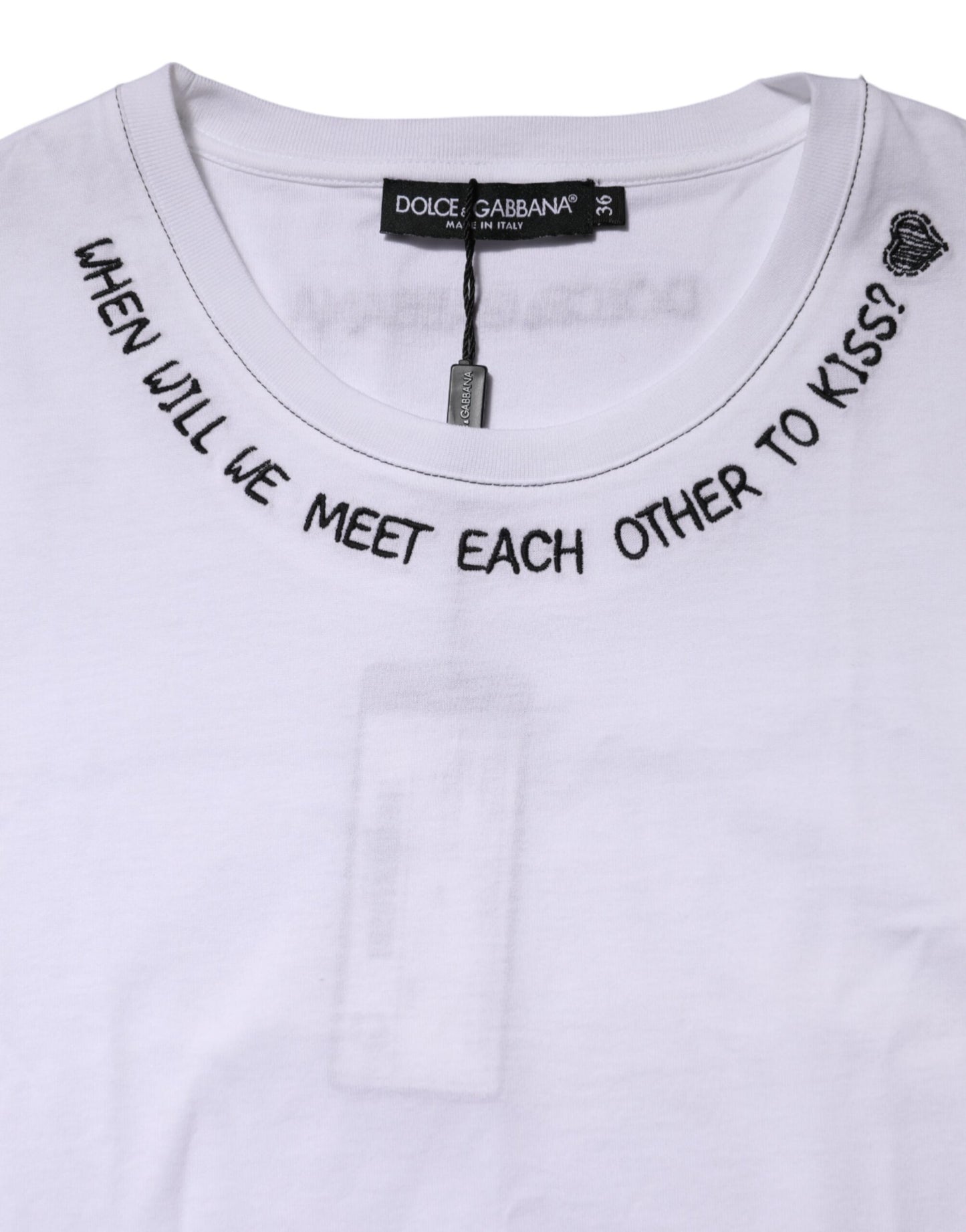 Dolce & Gabbana Weißes ärmelloses bedrucktes Tank-T-Shirt aus Baumwolle