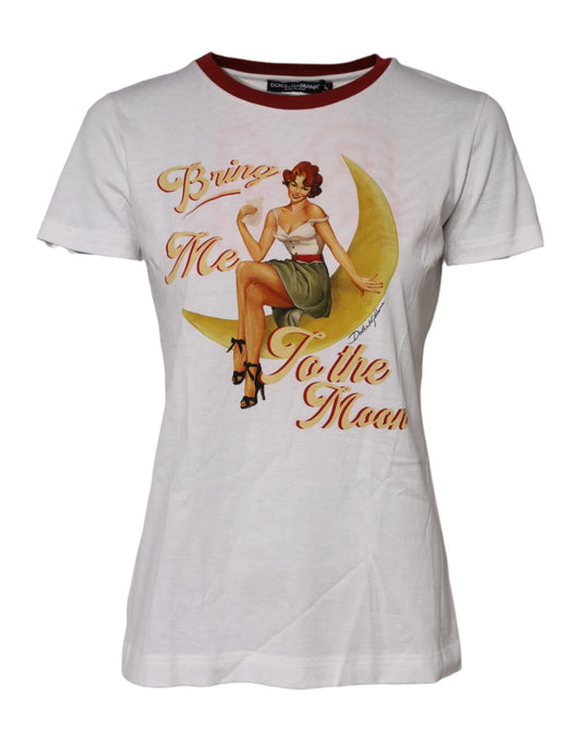 Dolce & Gabbana Weißes Bring Me To The Moon Pin Up T-shirt Top