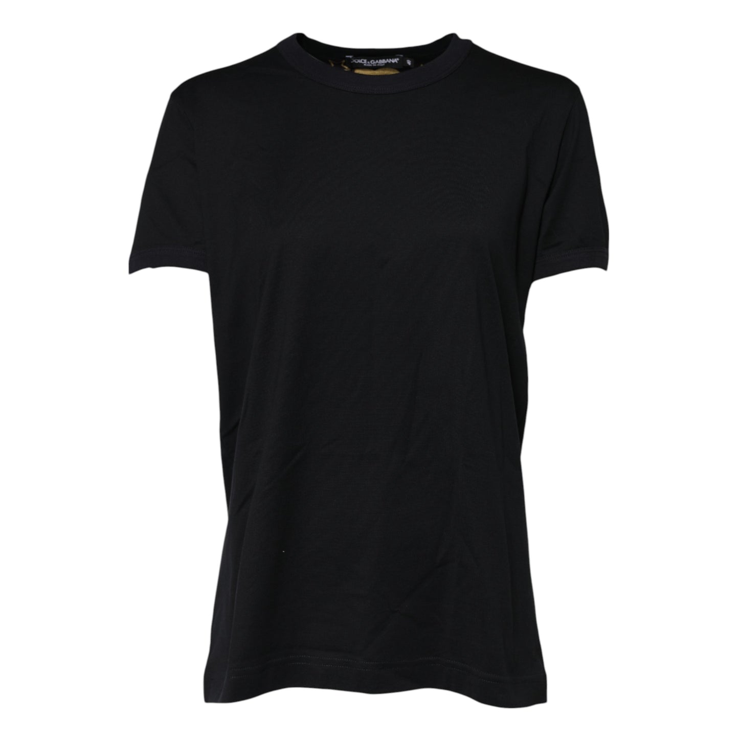 Dolce & Gabbana Schwarzes Baumwoll-DG-Druck-T-Shirt mit kurzen Ärmeln